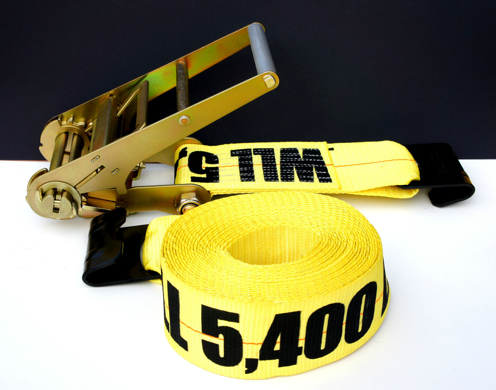 2 Pack 4" x 30' Ratchet Straps w Flat Hook Flatbed Truck Trailer Cargo Tie Down