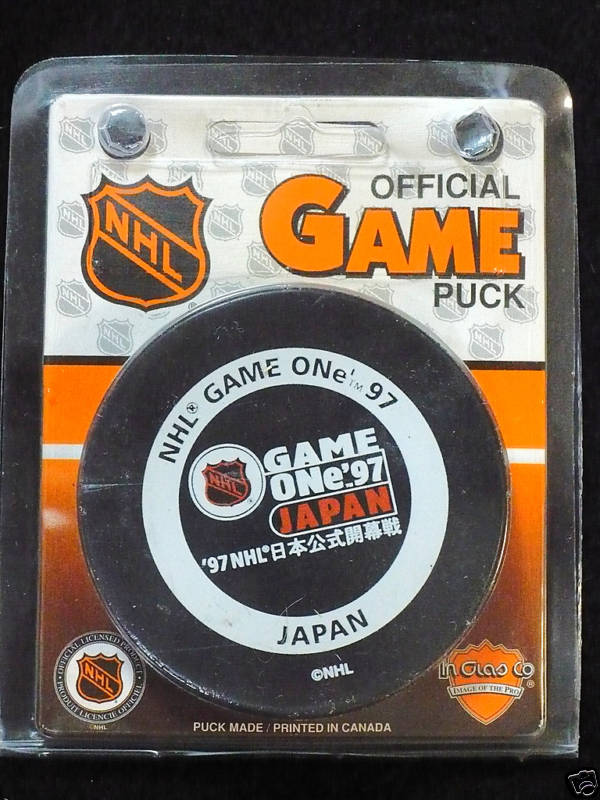 Game One Japan 1997 Official NHL Hockey Puck Vancouver Canucks Vs Mighty Ducks