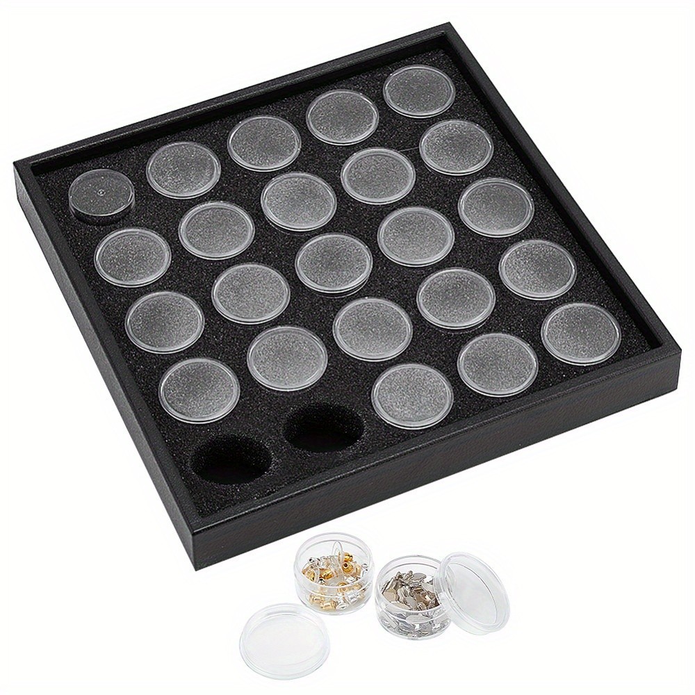 1Set 25pcs Diamond Gemstone Display Box Clear Small Round Plastic Beads