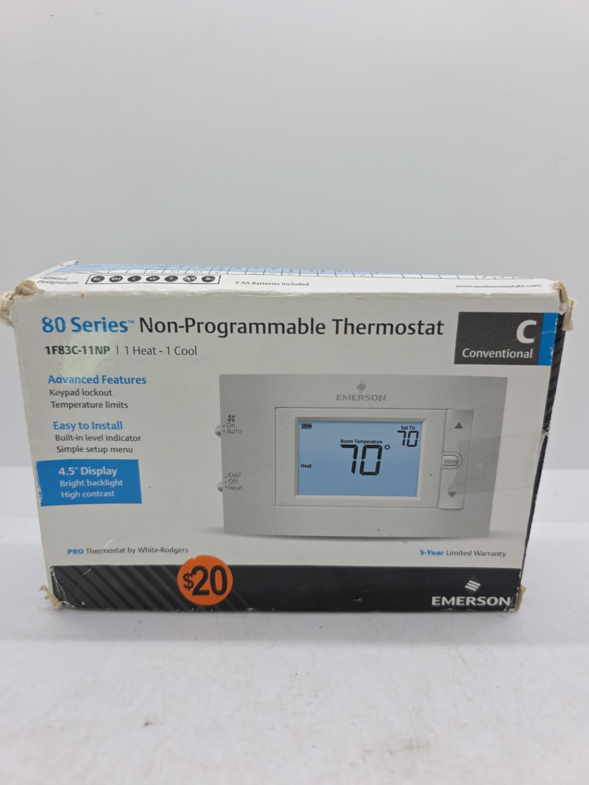 Emerson White-Rodgers 1F83C-11NP 80 Series Non-Programmable Thermostat