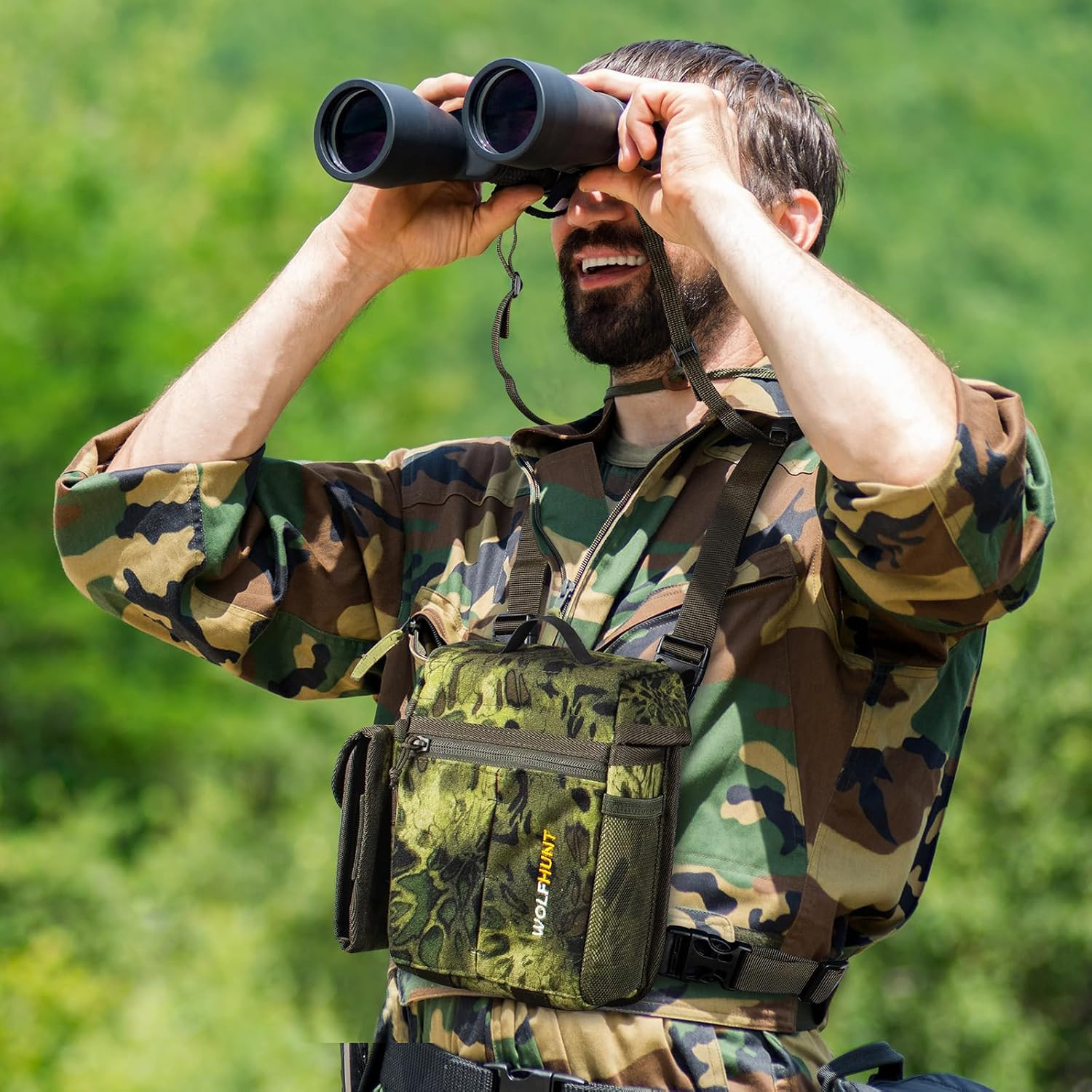 Binoculars Harness Chest Pack Magnetic with Detachable Rangefinder Pouch | 3-In-