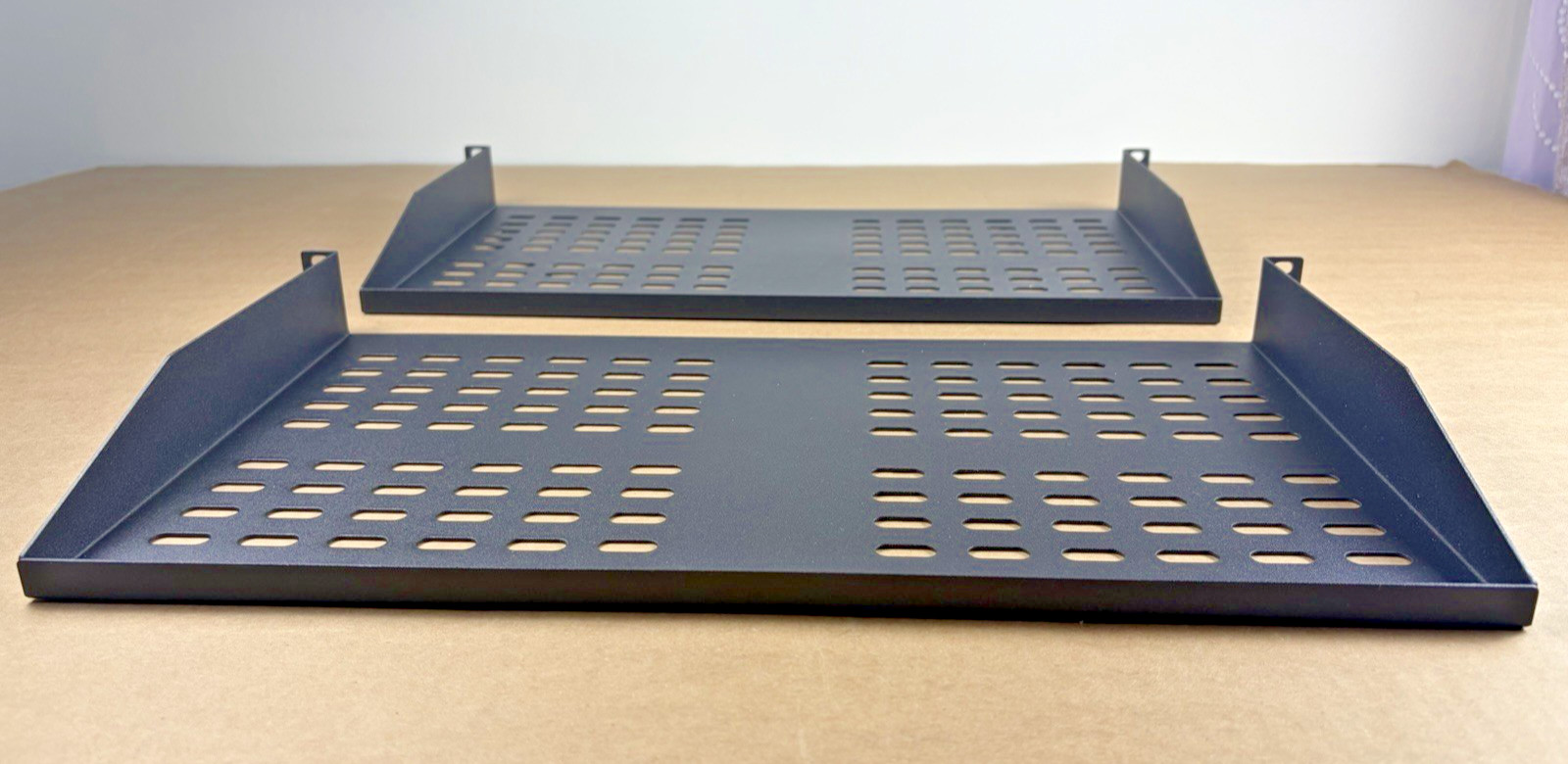 2Pcs 1U Server Rack Shelf Vented Shelves for Good Air Circulation 17.6''x10''