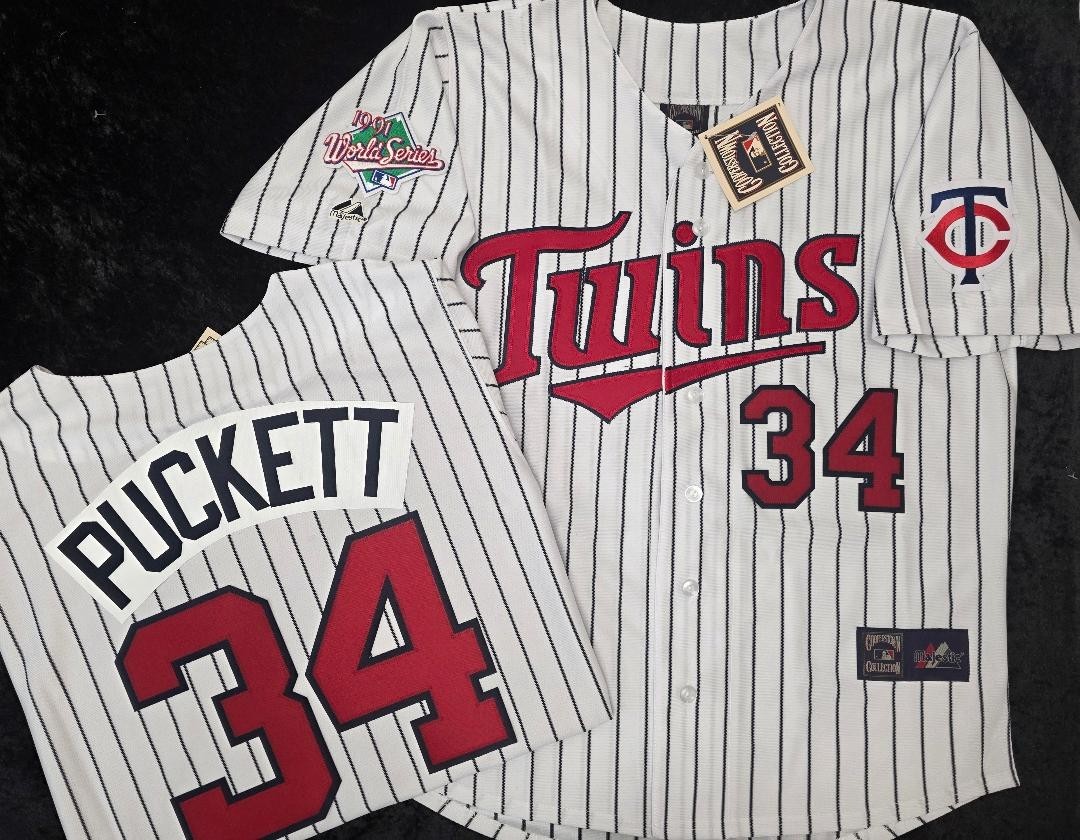 Minnesota Twins KIRBY PUCKETT ERICKSON MORRIS 1991 World Series Baseball Jersey
