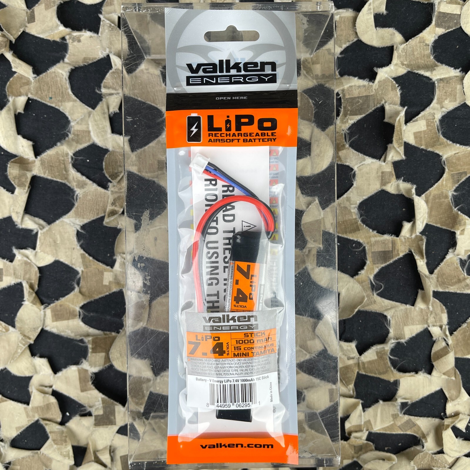 NEW Valken Energy LiPo 7.4v 1000mAh 15C Stick Airsoft Battery (62951)