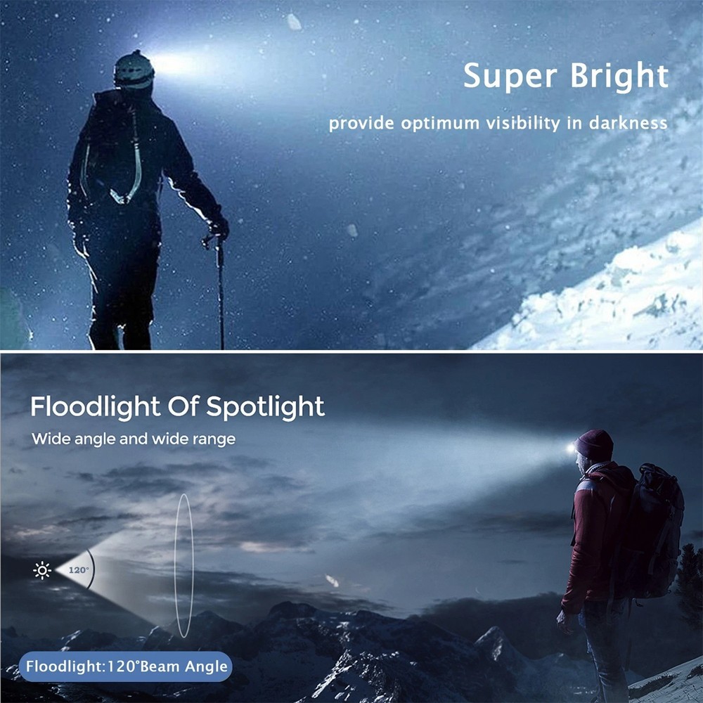 2COB + LED Rechargeable Headlamp Headlight Torch Work Light Head Band Lamp 6000K