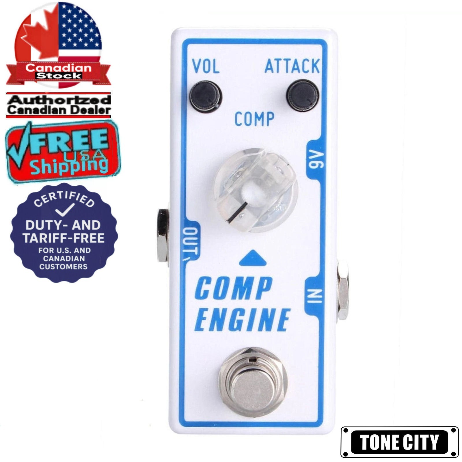 Tone City Comp Engine Compressor Guitar Effect Mini Pedal Canadian Stock