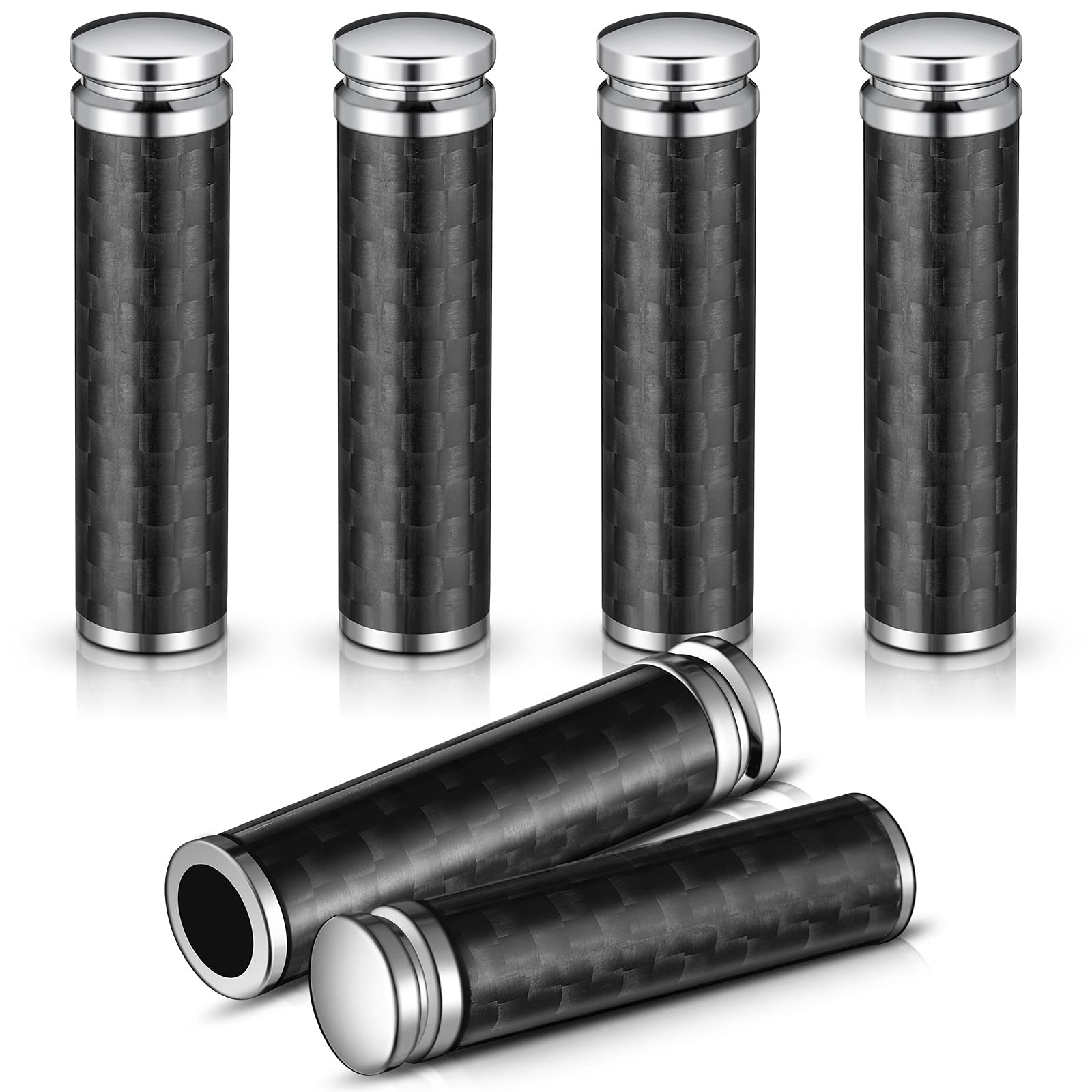 Frienda 4 Pieces Car Door Lock Knobs Carbon Fiber Pin Cover Classic