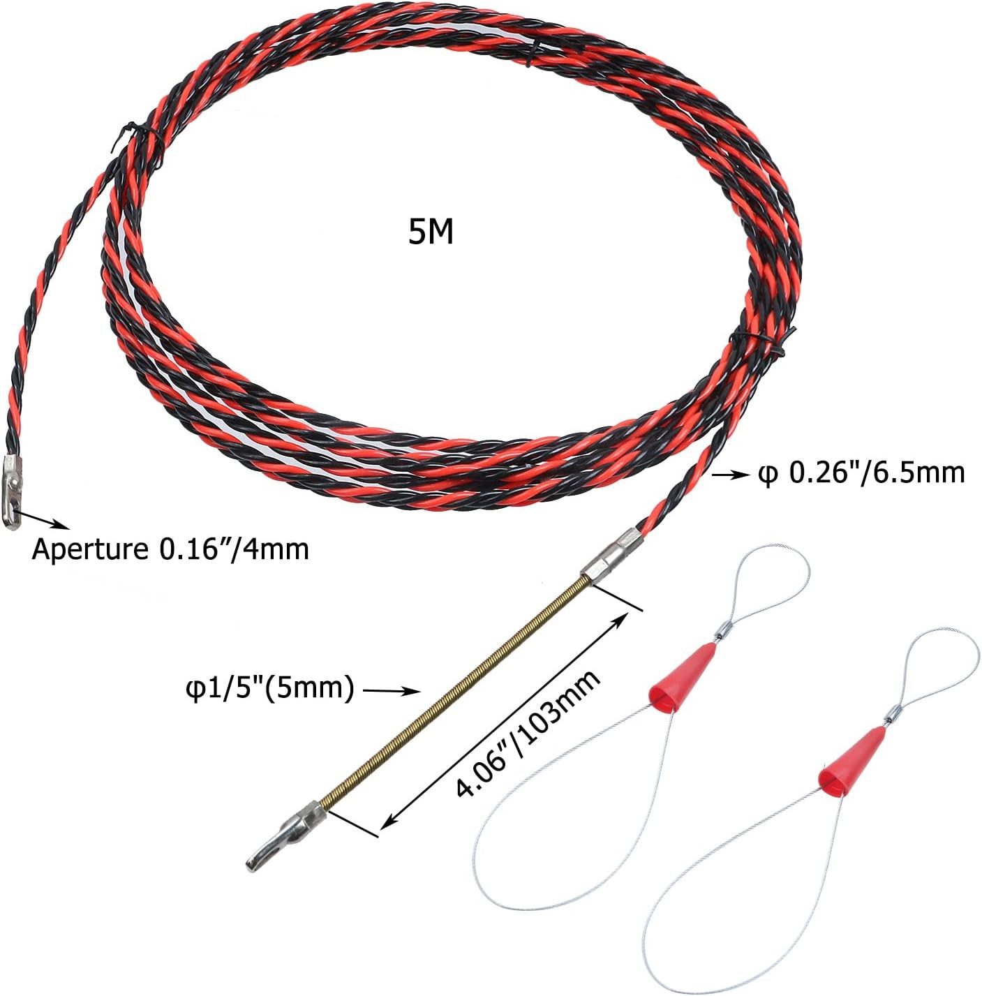 0.26"/6.5Mm Fish Tape Cable Puller Kit, Electrical Cable Puller through Wall Wir