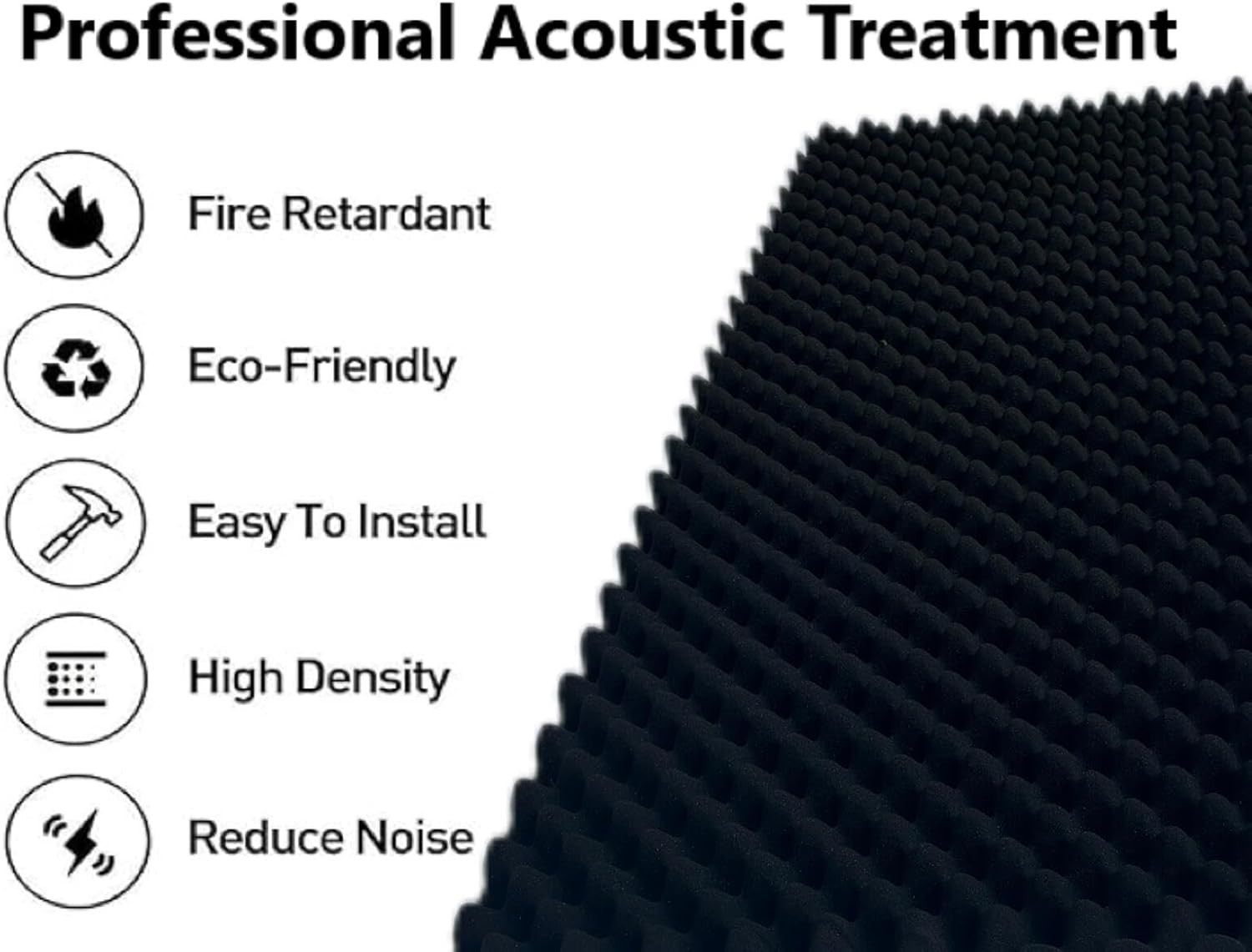 Pack Egg Crate Foam Sound Proof Foam Panels for Walls,48''X24''X2'' Inch Acousti