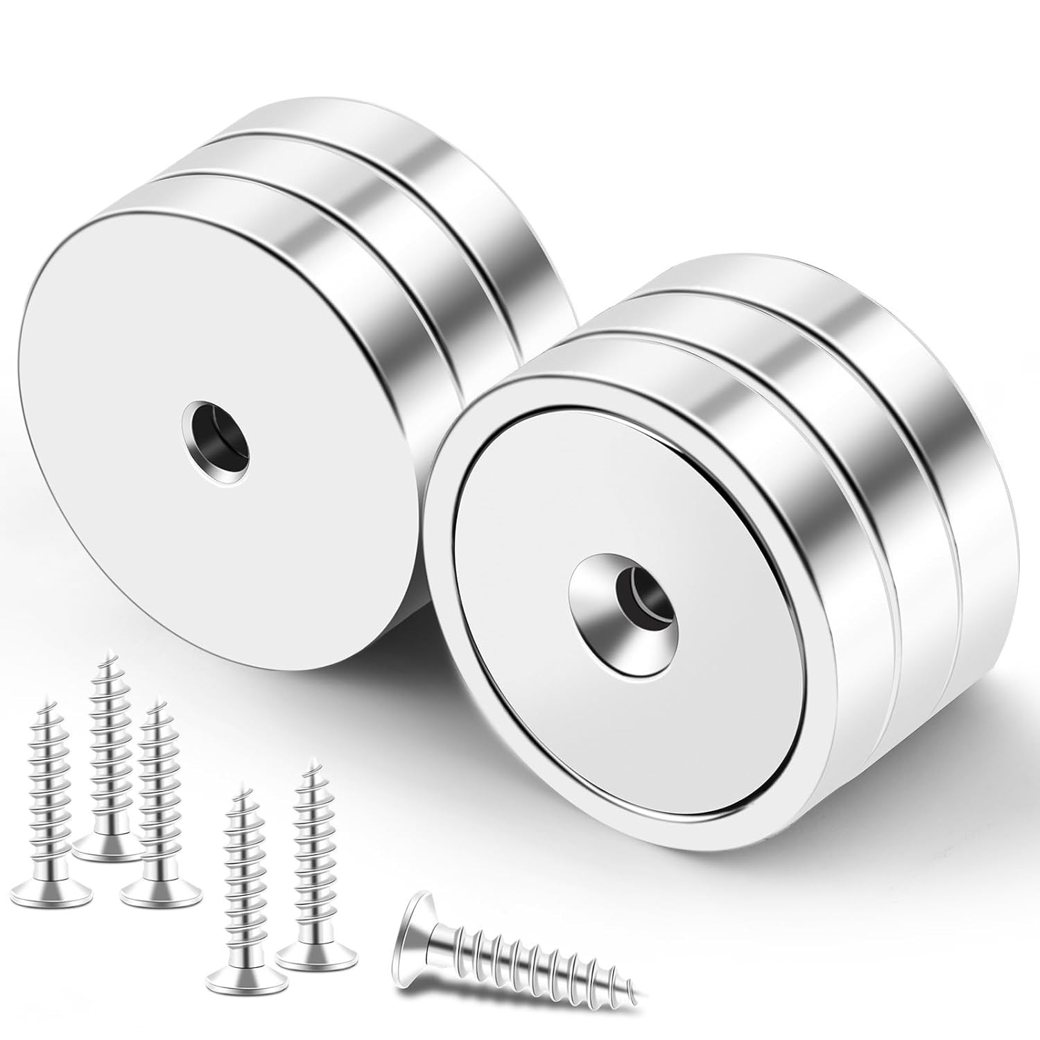Strong 150lb Neodymium Cup Magnets with Screws - Perfect for Lifting & Hanging