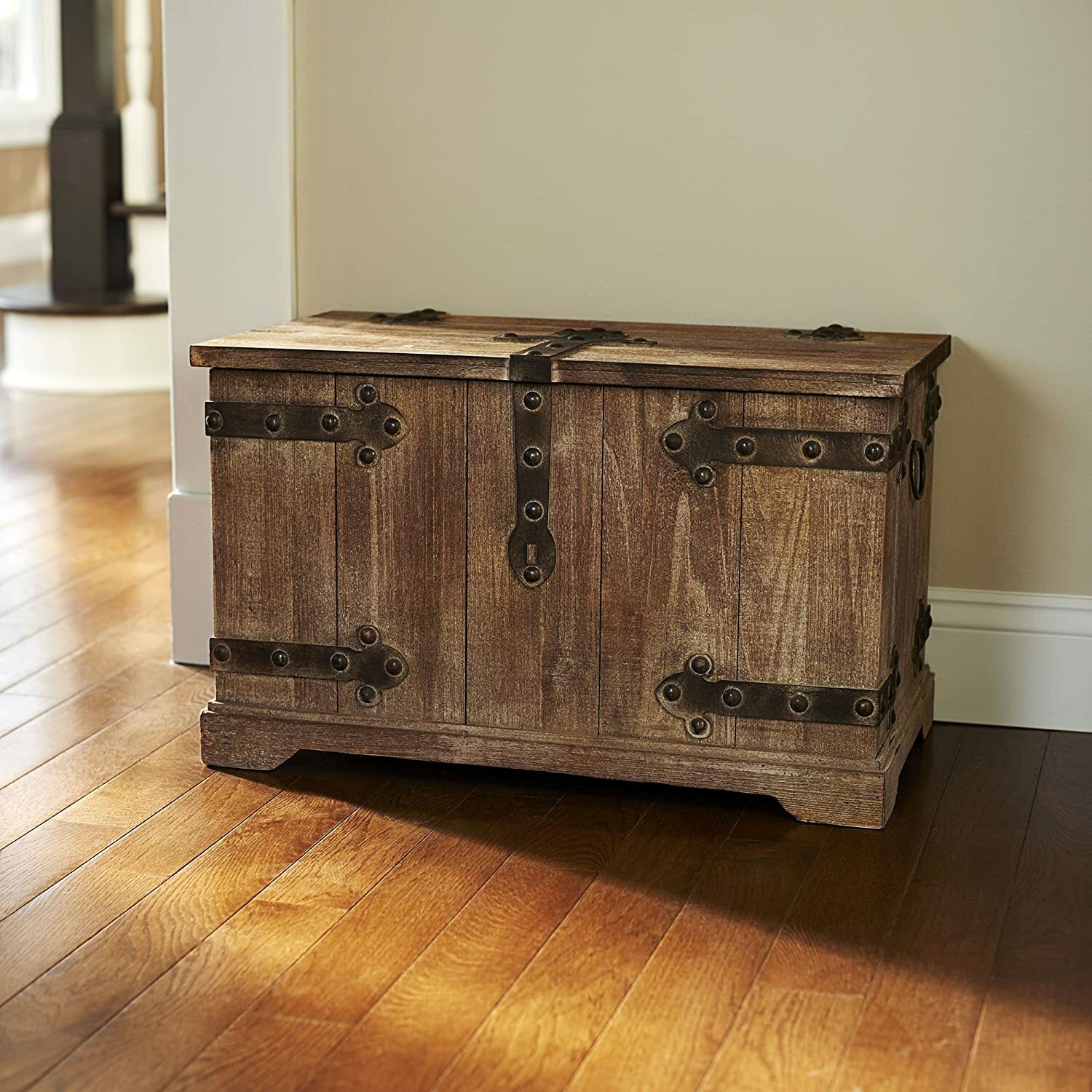 Rustic Brown Large Wooden Decorative Storage Chest Bench Trunk Organizer Bedroom