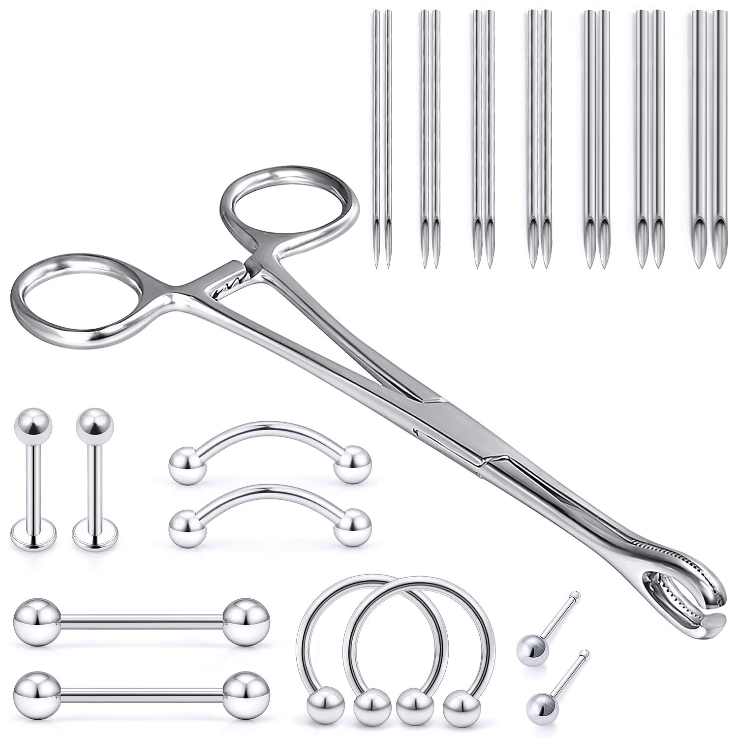 Vsnnsns 9 Style 316L Surgical Steel Body Piercing Tools Kit Piercing Clamps F...