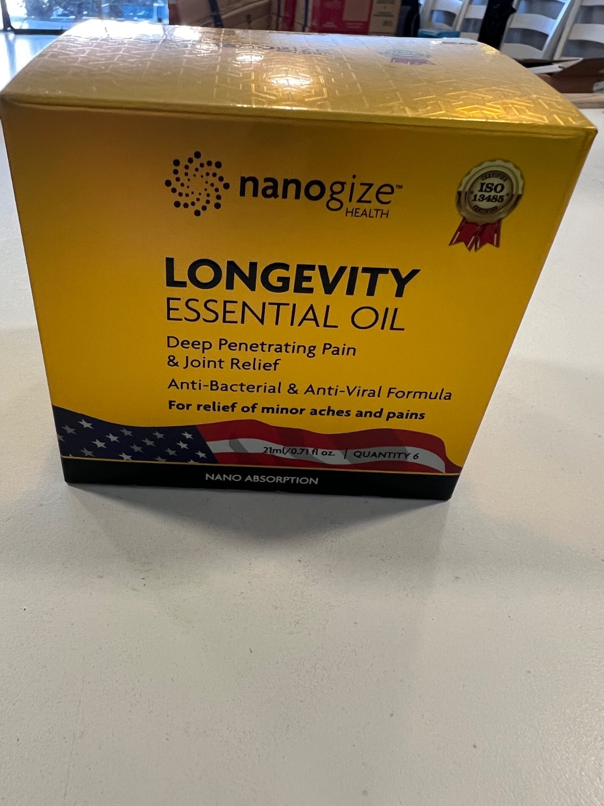 6 Bottles 21ml Nanogize LONGEVITY ESSENTIAL OIL Deep Penetrating Dau Vang Cua My