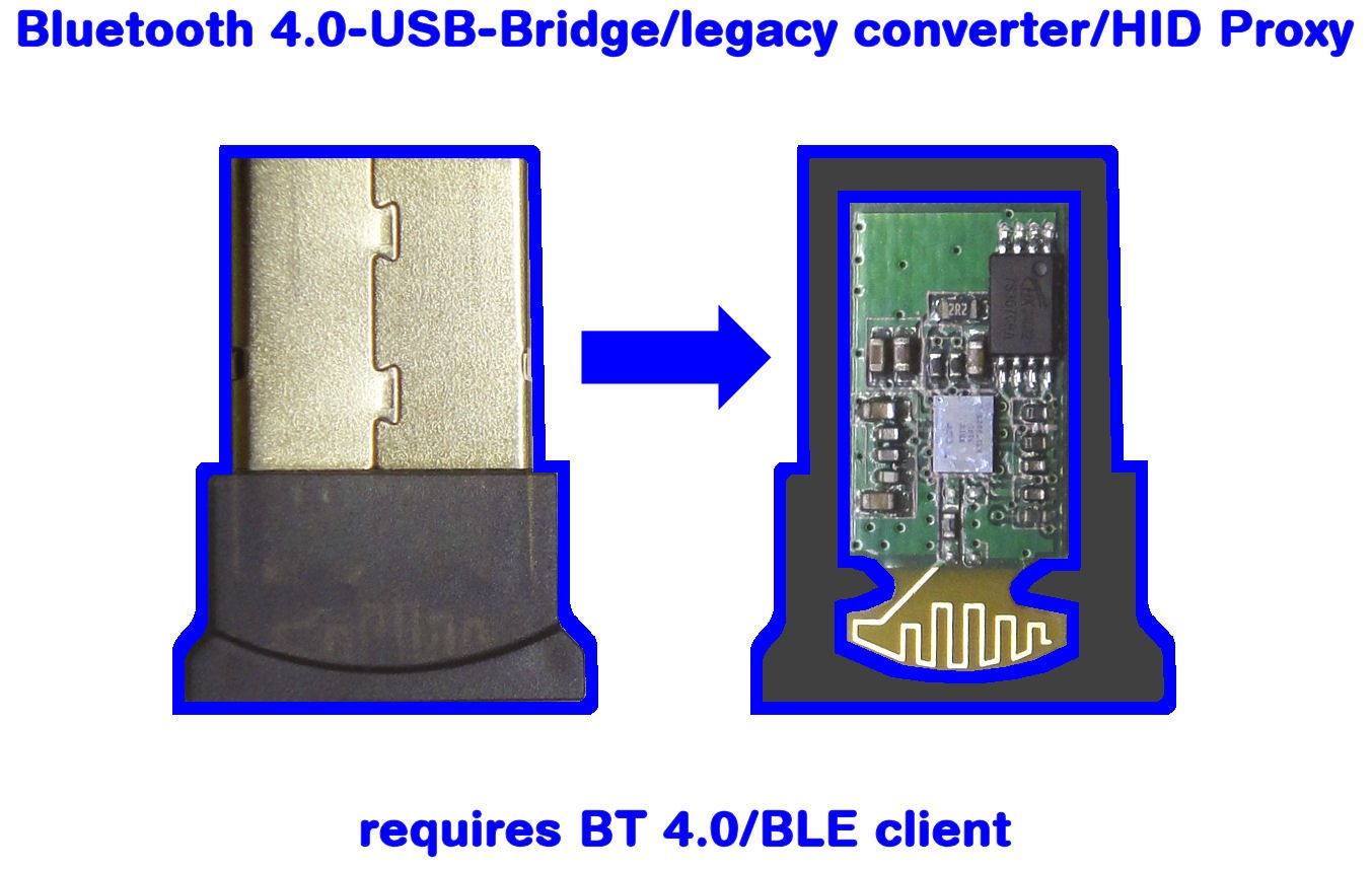 Bluetooth 4.0/4.1/5.0/5.1 USB Bridge - HID Proxy - Legacy - TV adapter/dongle