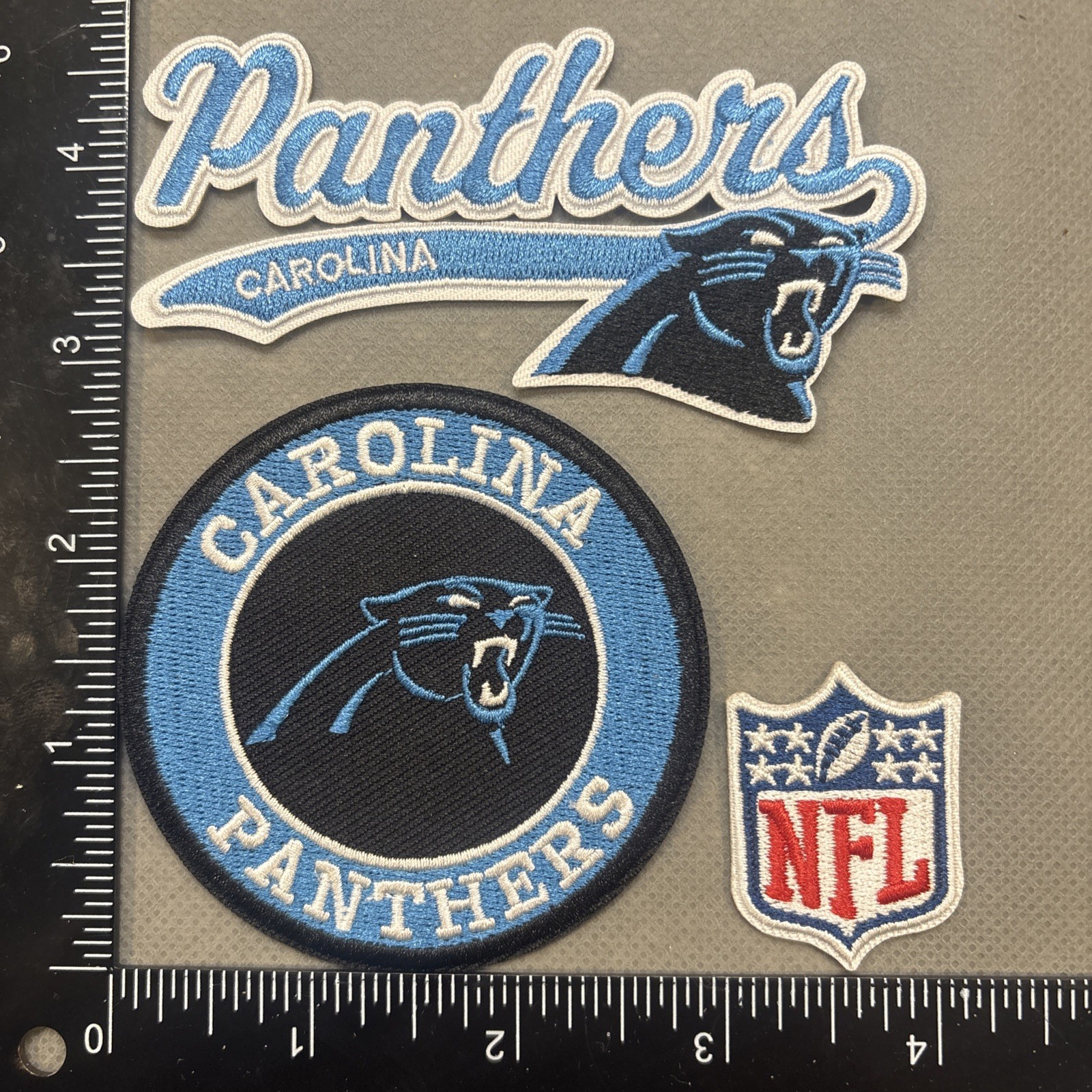 LOT OF 3 CAROLINA PANTHERS IRON ON EMBROIDERED PATCH