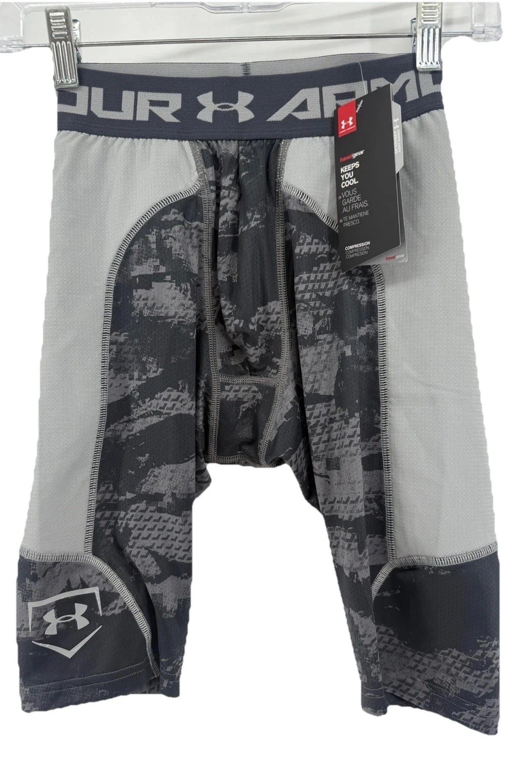 Under Armour Mens Compression Baselayer Shorts Black Gray Digital Camo S NWT