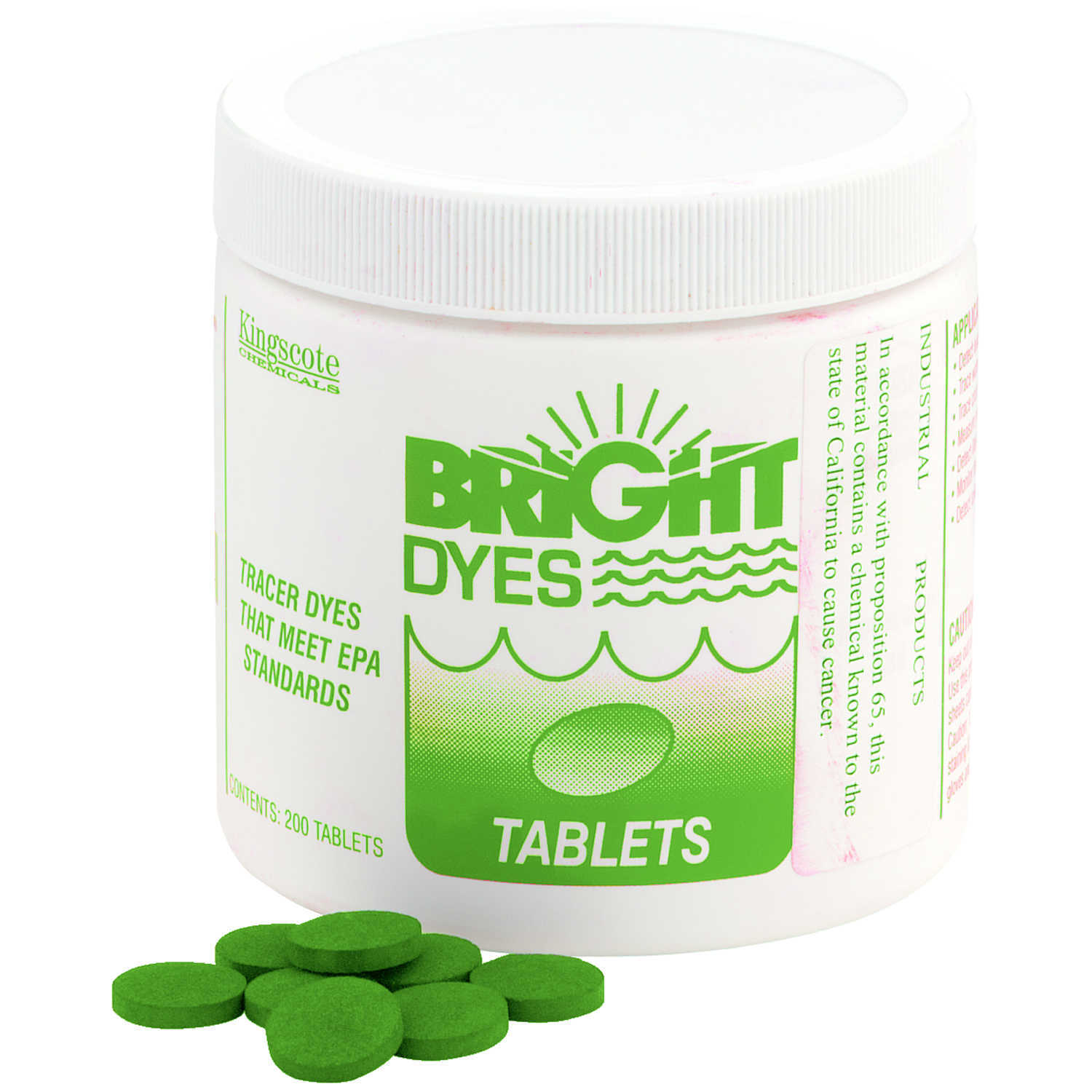Bright Dyes FLT Yellow/Green Fluorescent Dye Tablets 200 Ct. Bottle