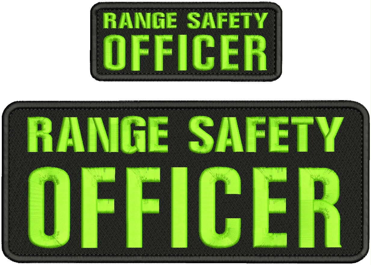 Collectible Embroidery Patch Range Safety Officer 4X10 AND 2X5 Lime G On Black