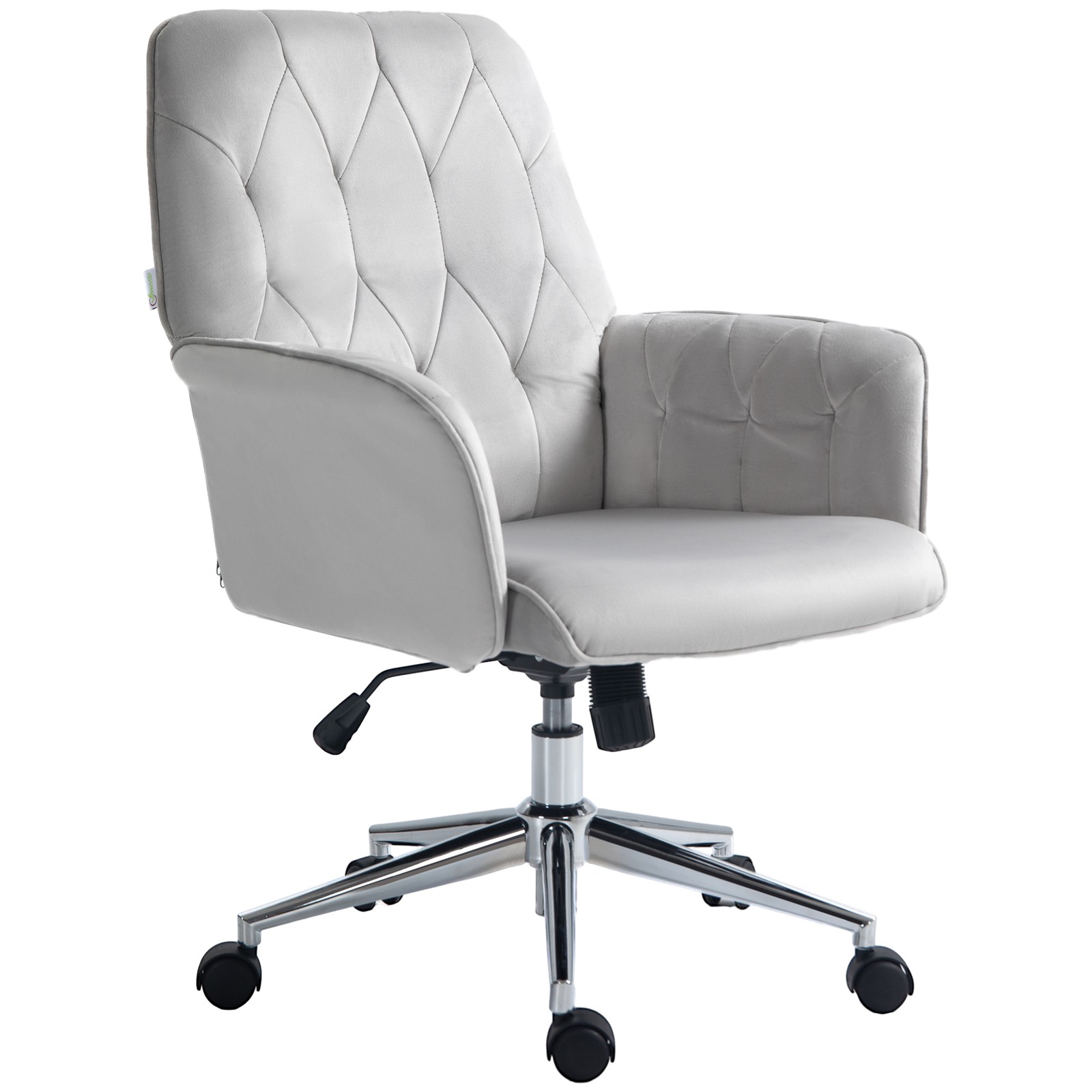 Vinsetto Swivel Computer Chair with Arm and Tufted Backrest, Light Grey