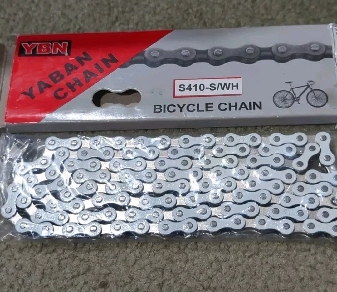 SINGLE SPEED BICYCLE CHAIN WHITE/CHROME 1/2"X1/8"X 112,CRUISER,BMX