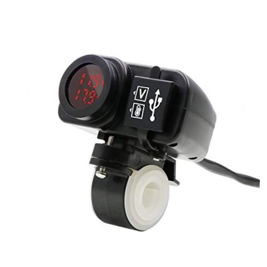 Waterproof Motorcycle 5V 3.1A Dual USB Charger & Voltage Temperature 3in1