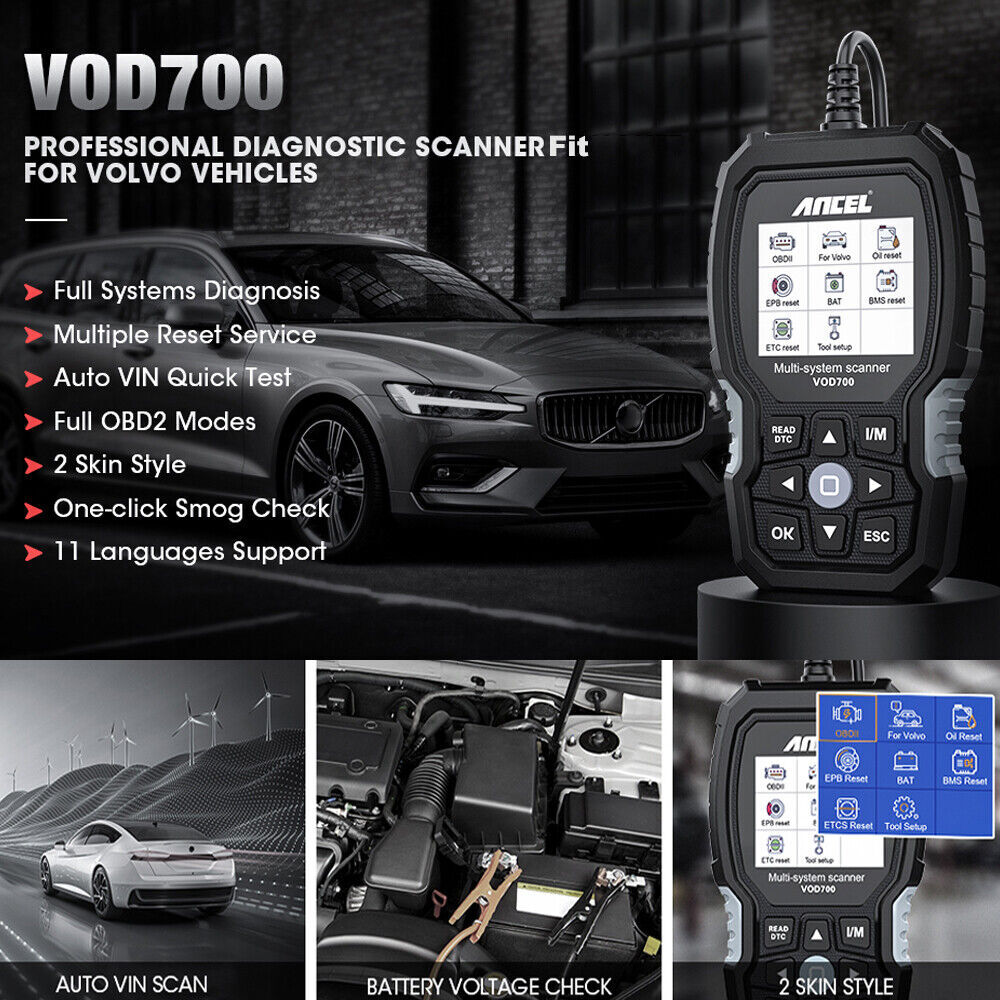 ANCEL VOD700 Fit For Volvo OBD2 Scanner Code Reader Full System Diagnostic Tool