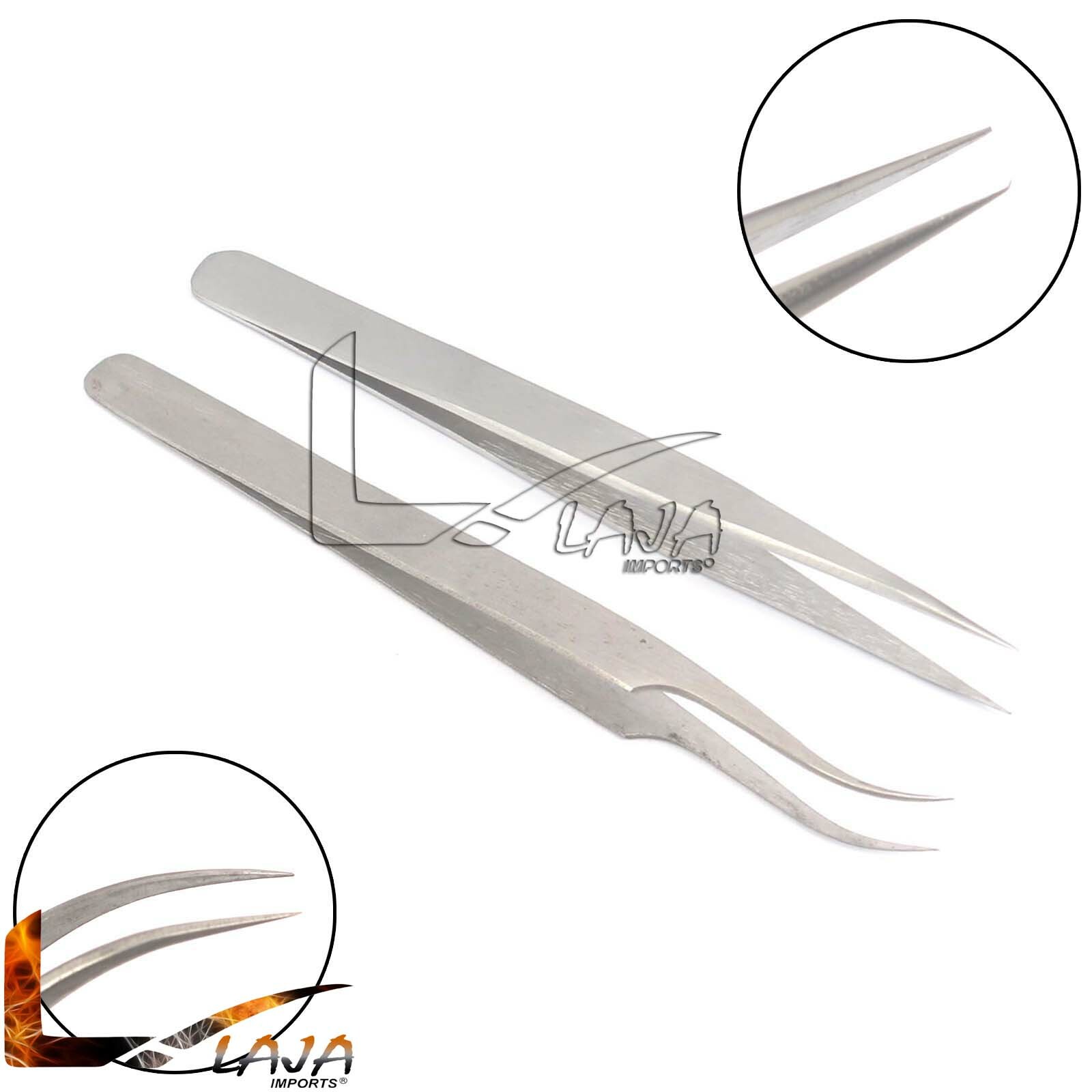 Eyelash Extension Volume Lash Tweezers Straight & Curved For Professional Makeup