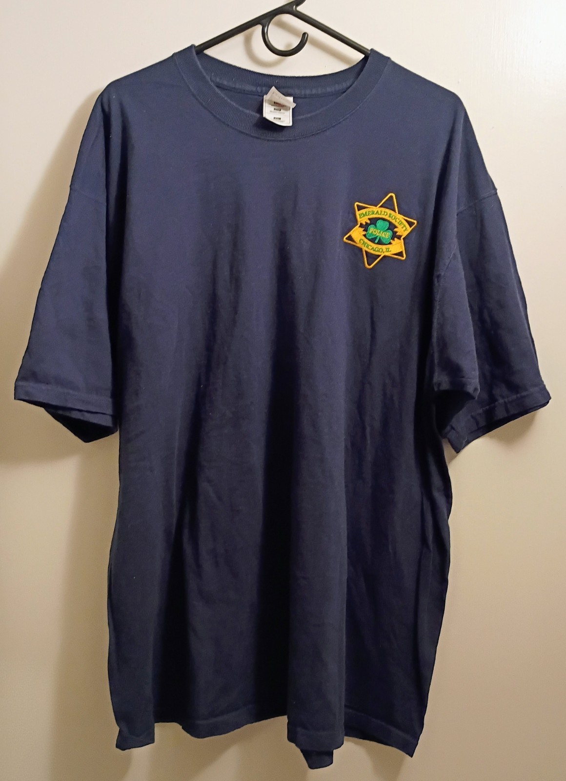 Official Chicago PD Emerald society TShirt. Navy Blue With Embroidered Emblem.