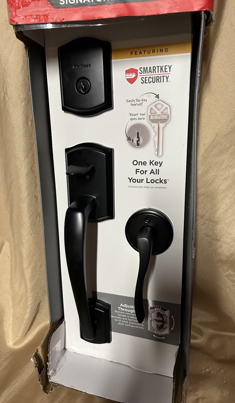 Unused! KWIKSET Prescott Front Entry Handleset w/ Sedona LEVER Matte Black