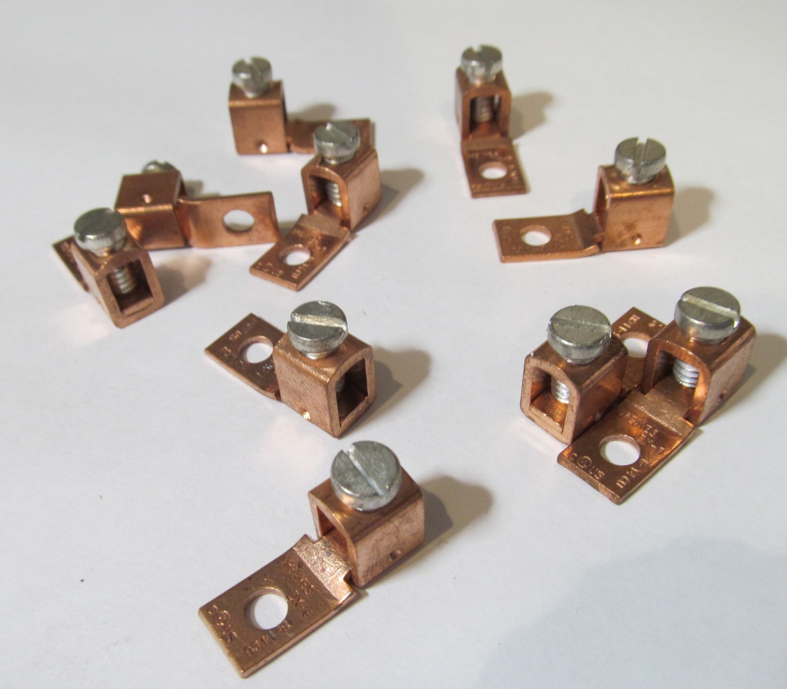 10 NEW GREAVES DX6 COPPER MECHANICAL STRAIGHT TANG LUGS 6-14 AWG 3/16" BOLT USA