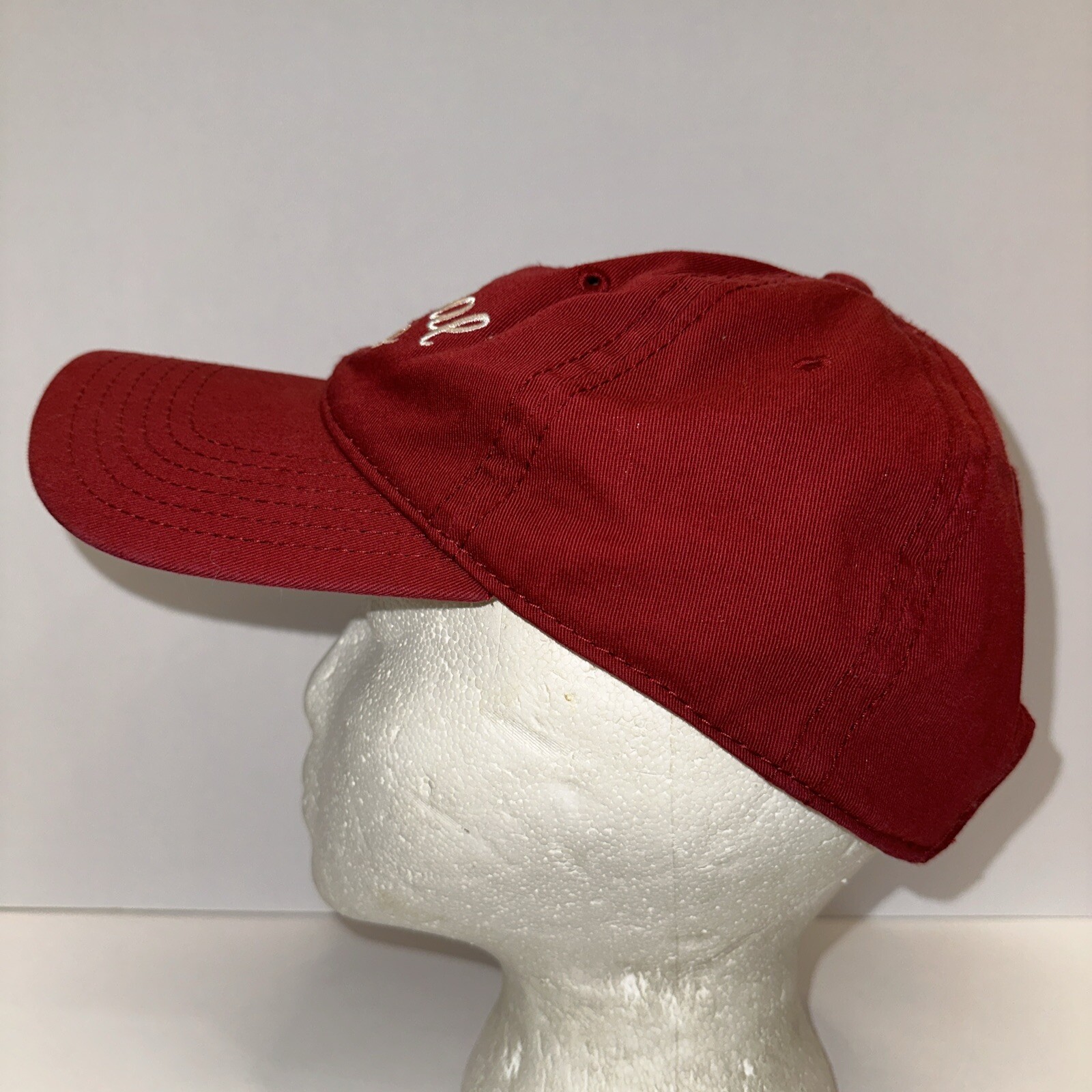 Universal Studios Maroon w White Script Hat Cap Dotted Under Bill Hook and Loop