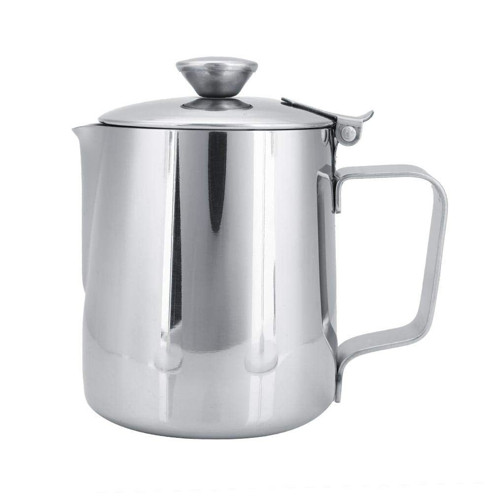 Frothing Cup Commercial Stainless Steel Coffee Pitcher Jug Lid 2000 mL