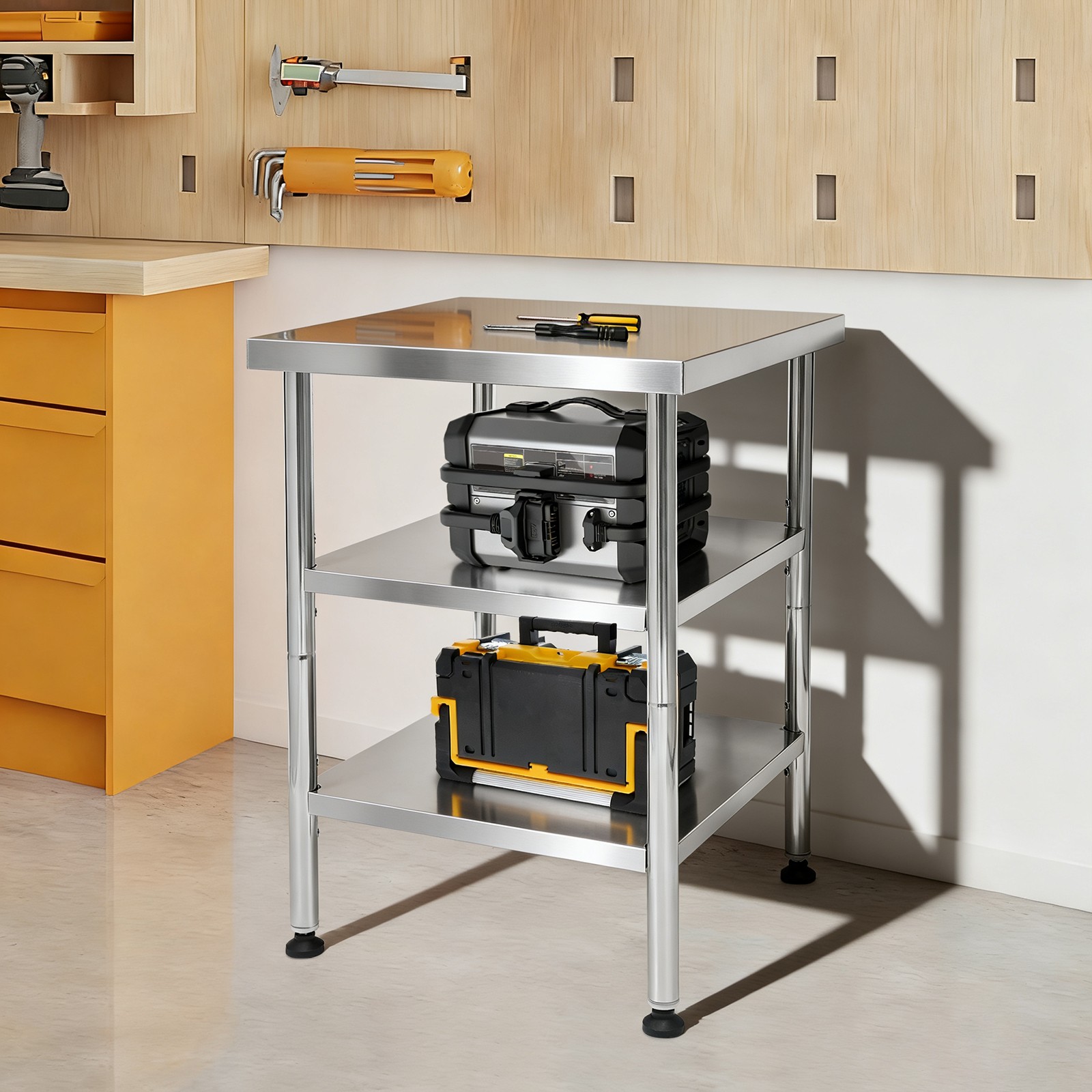 Work Table Commercial Work Table with Adjustable Under Shelves 3-Tier Work Table
