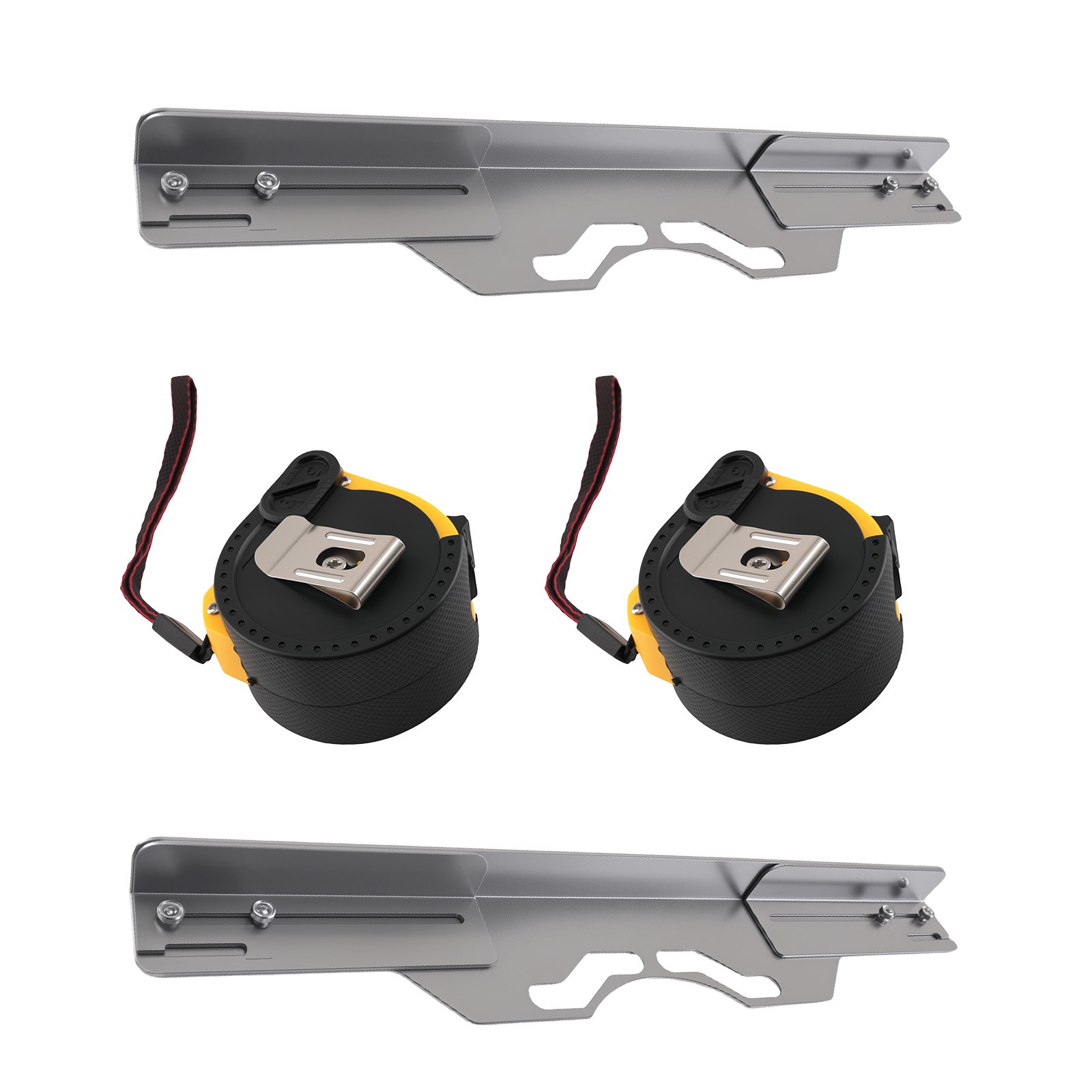 2PC Carbon Steel Wheel Alignment Calibration Plates Toe Tool Kit Tape Measure