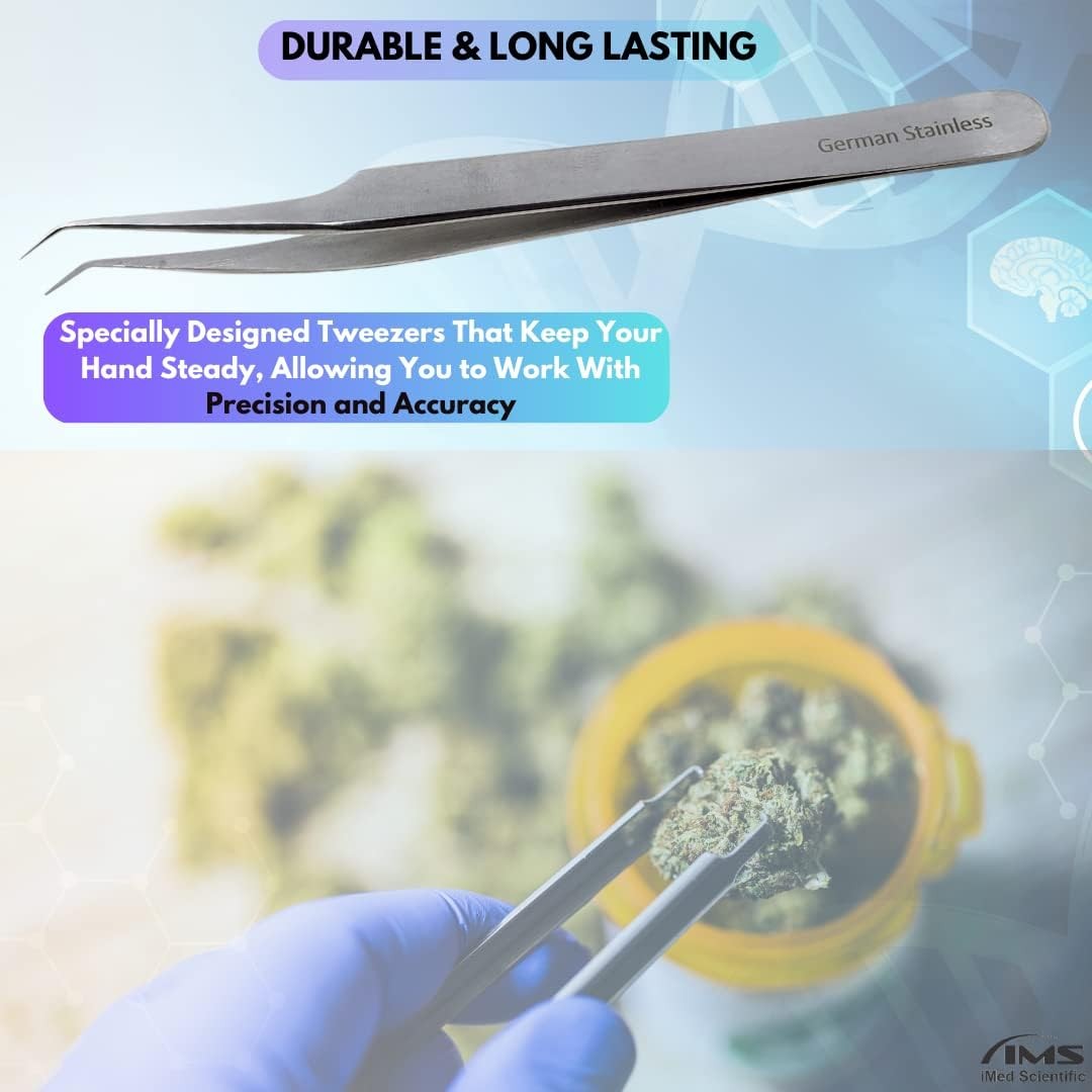 High Precision Stainless Steel Lab Tweezer/Forceps with Fine Pointed Tips 4.75"