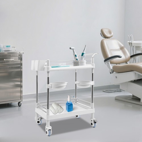 Professional Medical Trolley Cart Mobile Utility Cart with Wheels & Basins USA