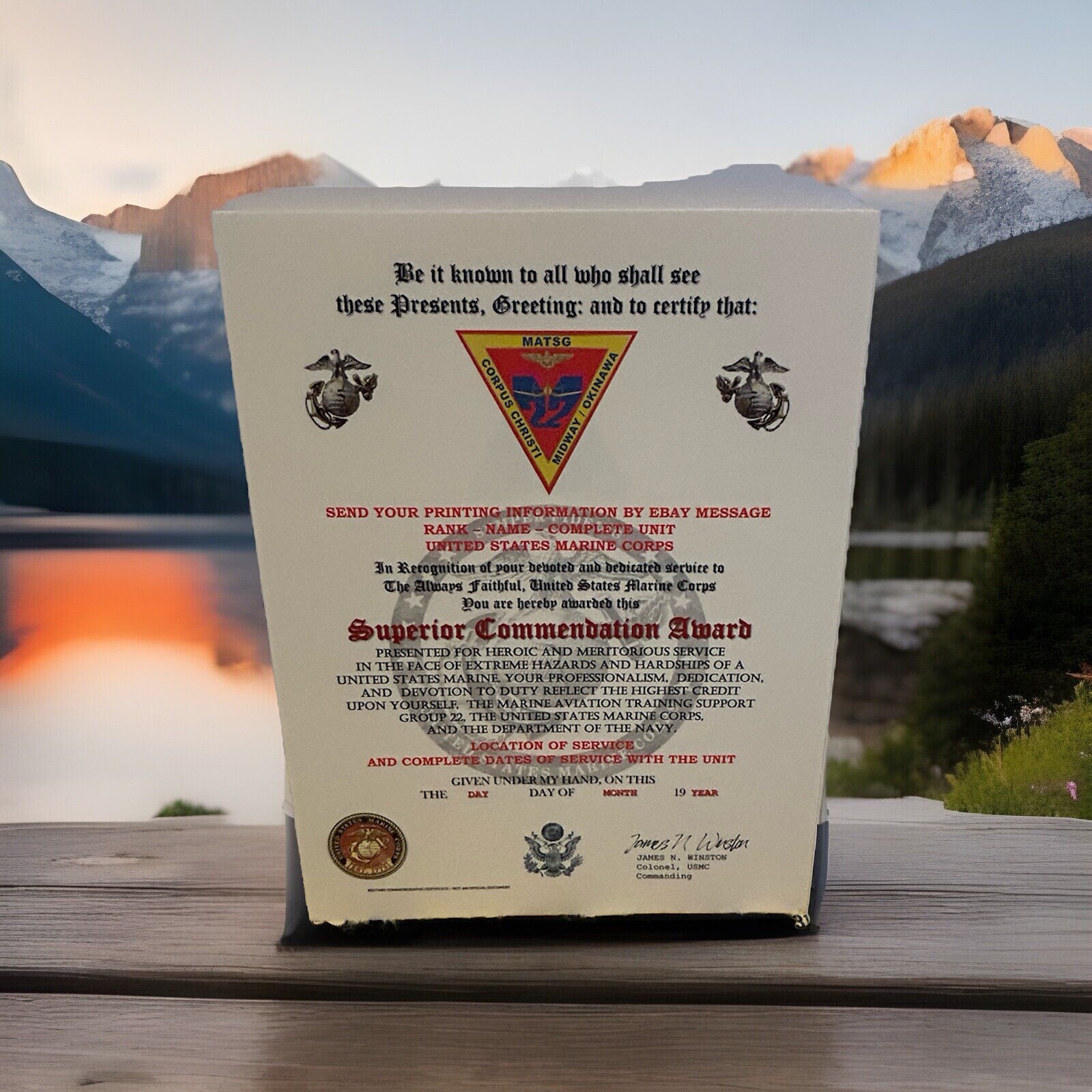 U.S.M.C. / AVIATION TRAINING SUPPORT GROUP 22 - SUPERIOR COMMENDATION AWARD