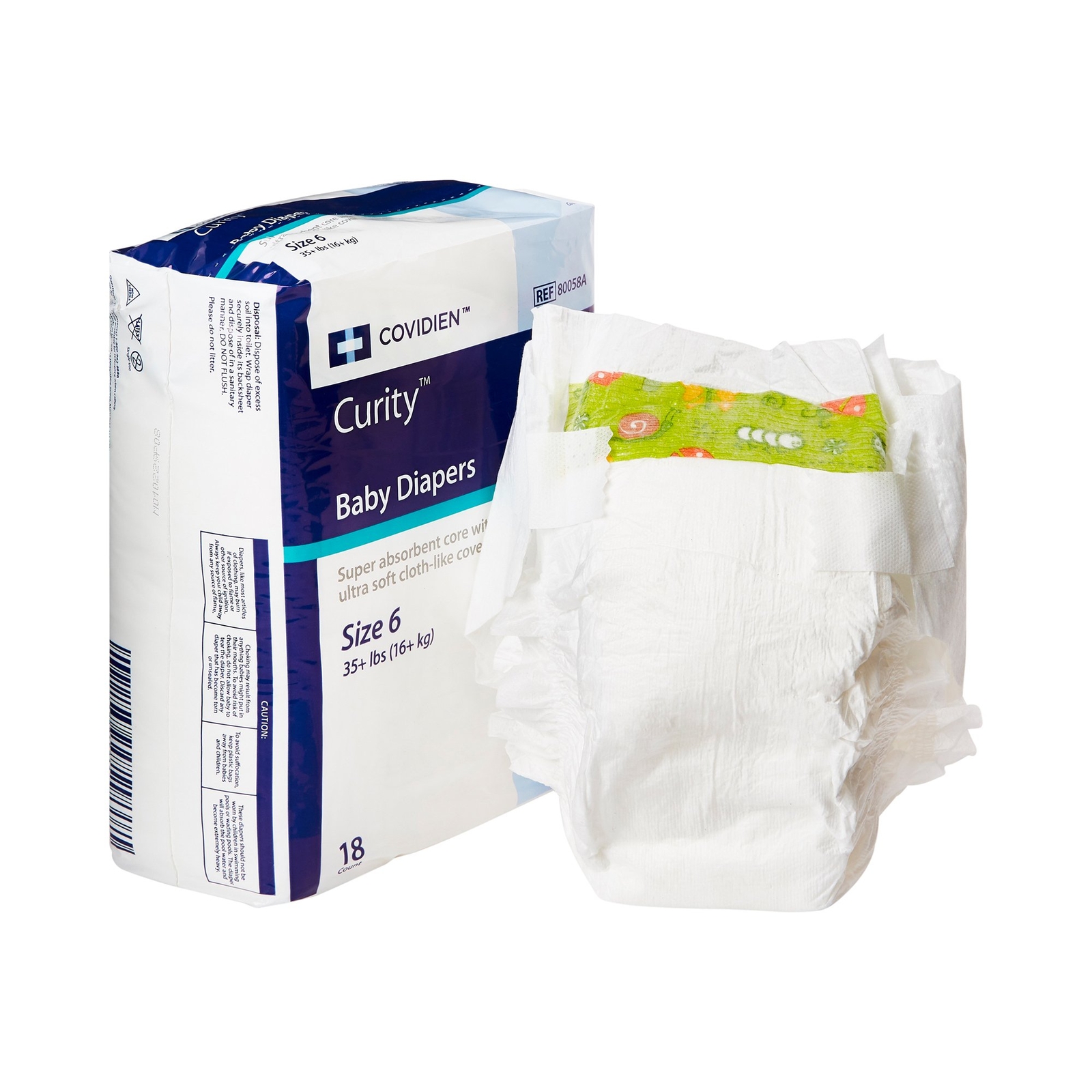 Cardinal Health Baby Diapers Wings Size 6 2X-Large Over 35 lbs PK of 18