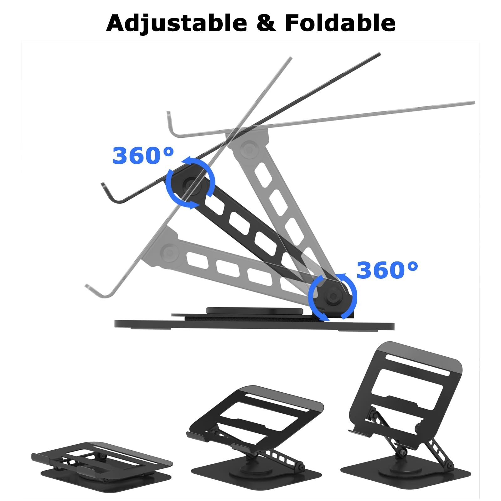 Adjustable Laptop Stand, 360 Rotating Computer Riser, Stable Base Stand Holde...