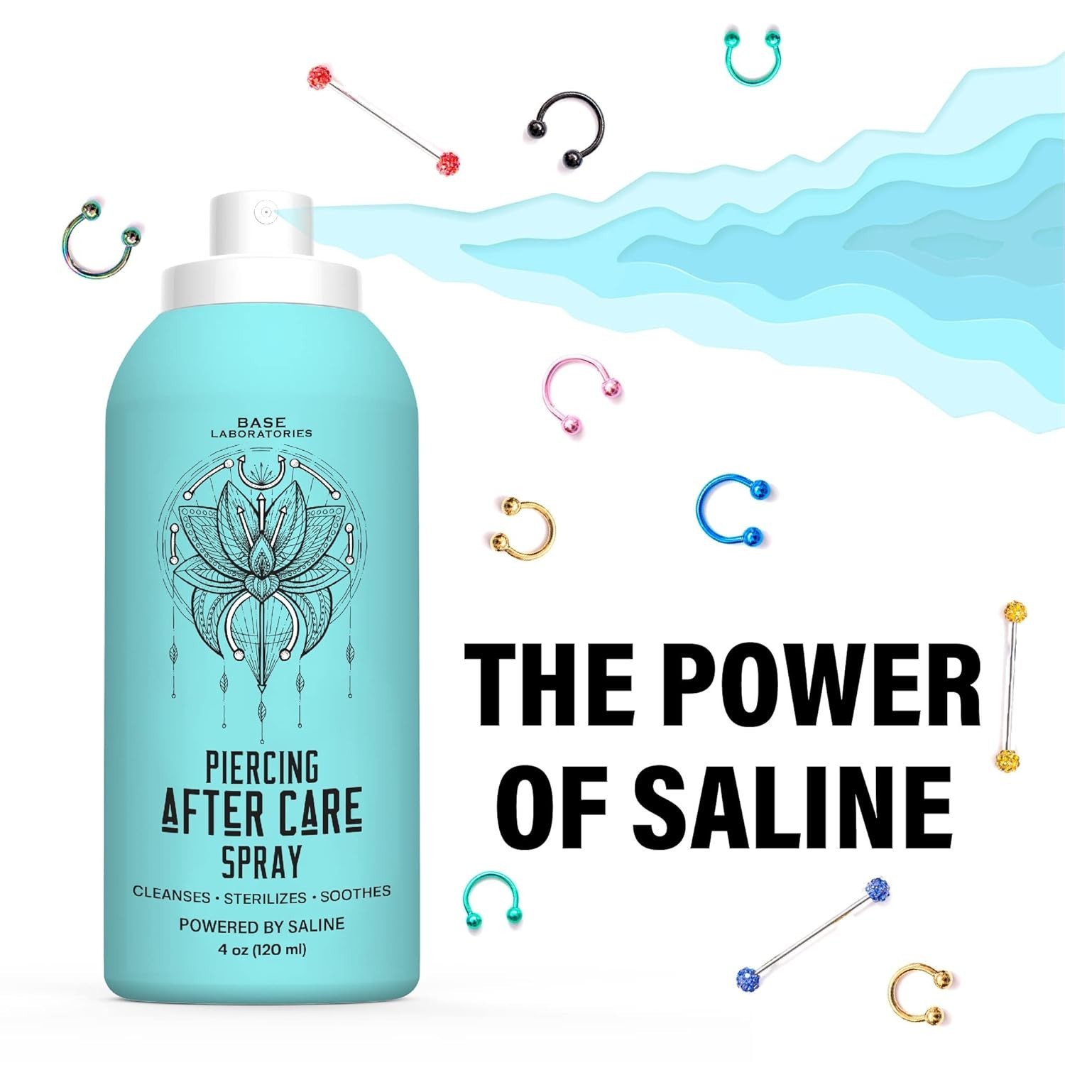 Essential Piercing Care Spray - 4oz Saline Solution for Keloids & Cleansing Duo