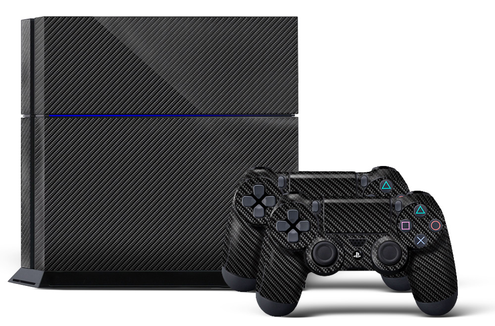 Skin Sticker for PS4 System Playstation 4 Console +2 Controller Decals CARBON