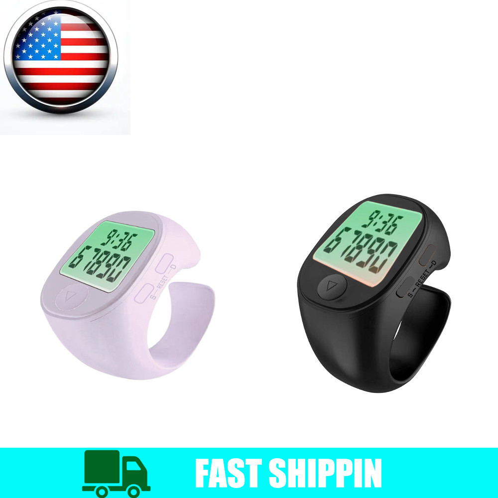 Digital Finger Ring Tally Counter Hand Held Knitting Row Counter w/ Time Display