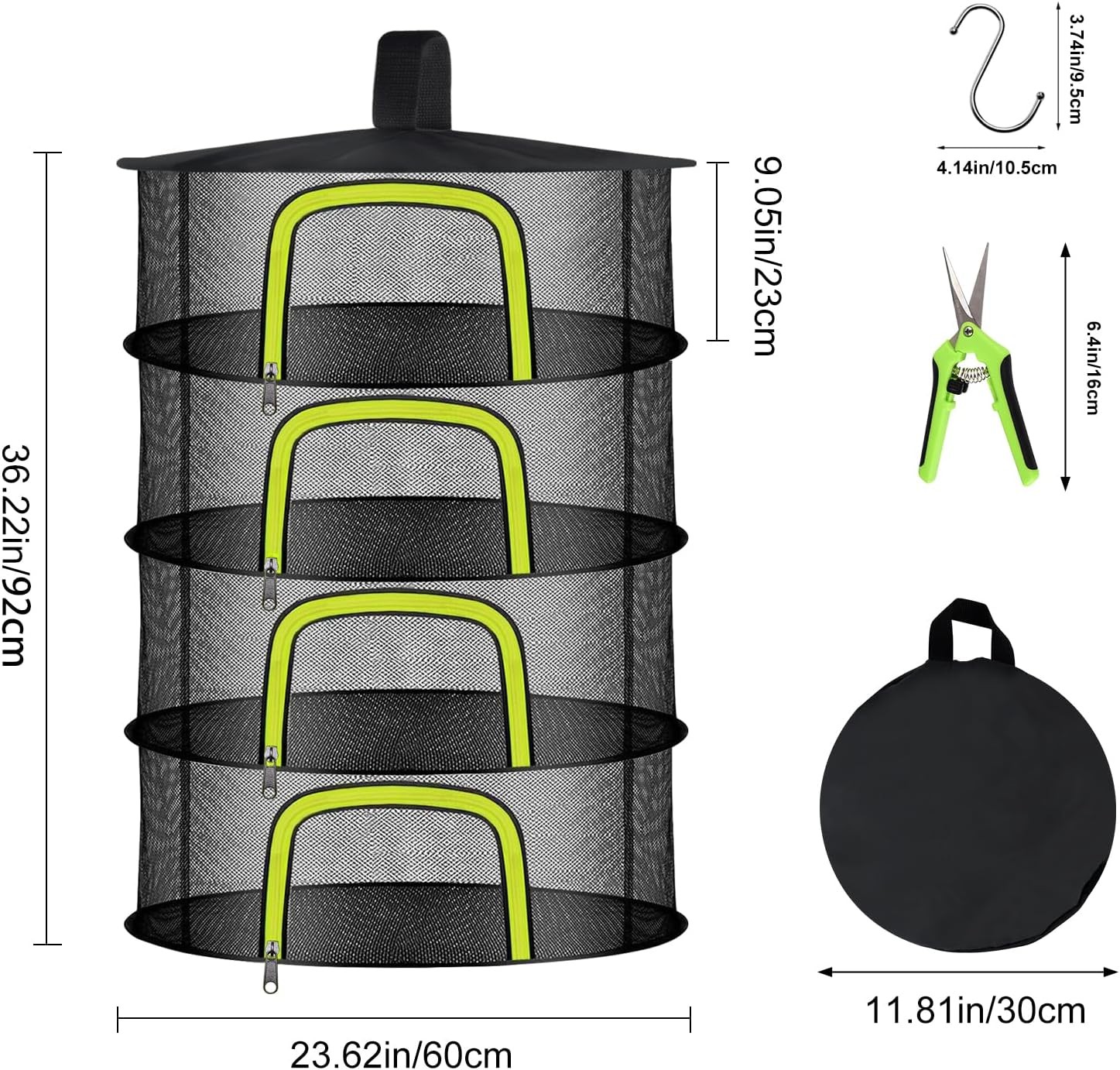 4 Layer Herb Drying Rack Hanging Mesh Net Foldable U Shaped