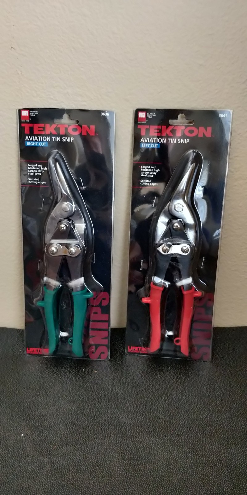 TEKTON Aviation Snip Set Left + Right Cut Offset Tin Cutting Shears 3636 + 3641