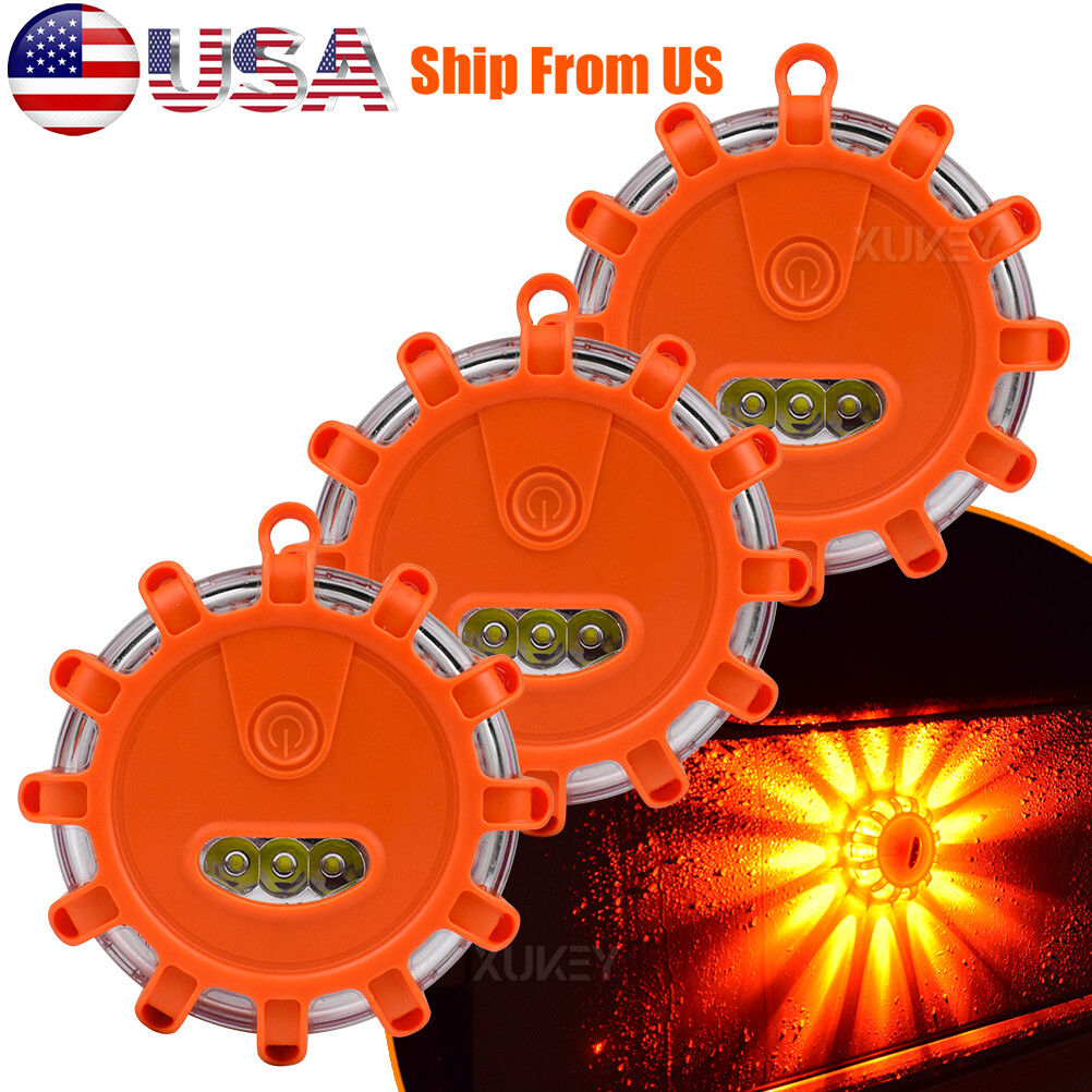 3xLED Strobe Beacon Light Rooftop Amber Car Emergency Warning Roadside Flare.