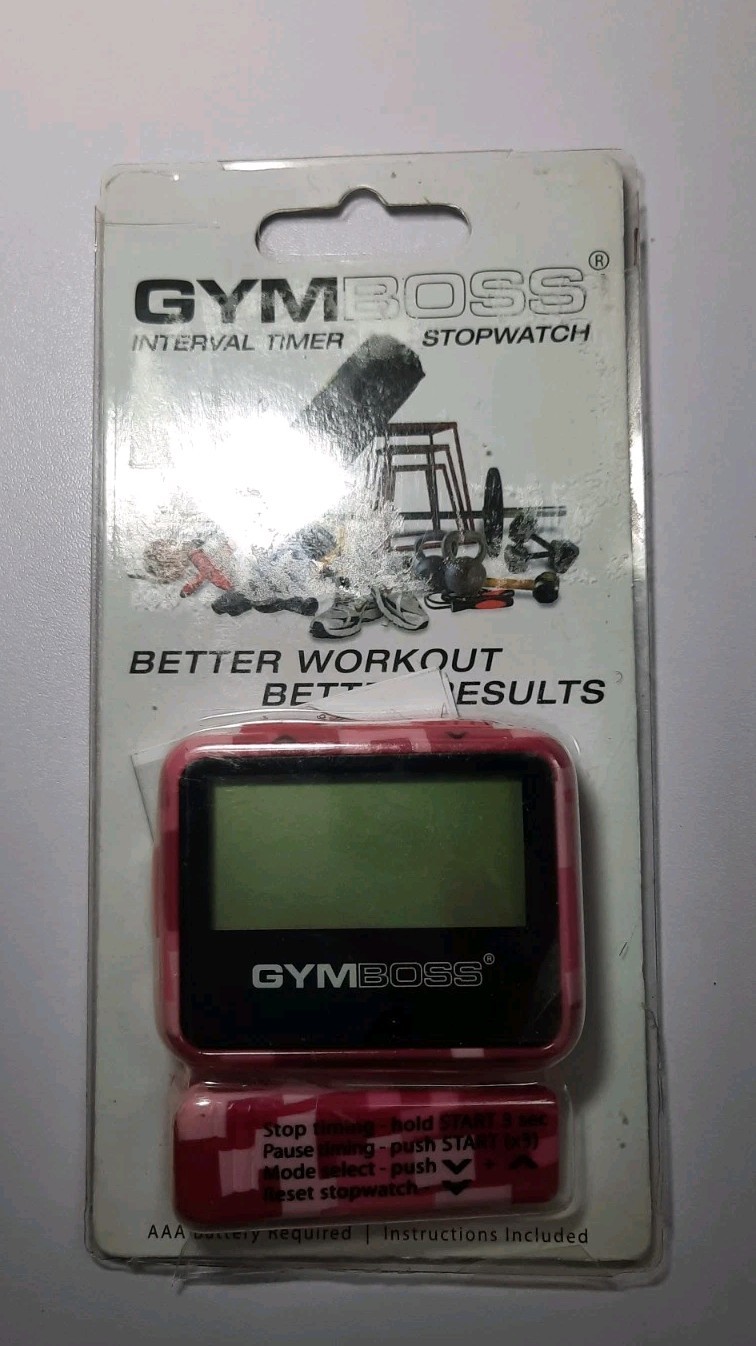 NEW GymBoss Interval Timer & Stopwatch Pink Camo Soft Coat w/ Clip
