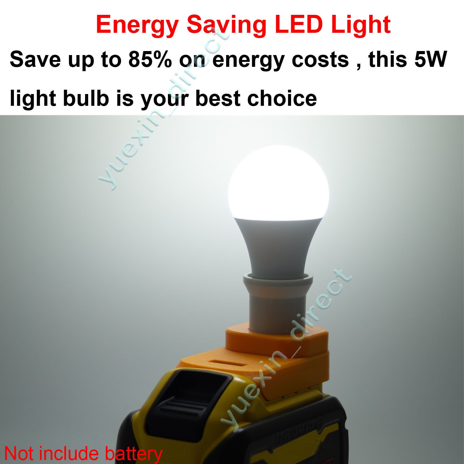 Portable LED Work Light For Dewalt 20V Lithium Battery E27 Bulb Lamp Cordless US