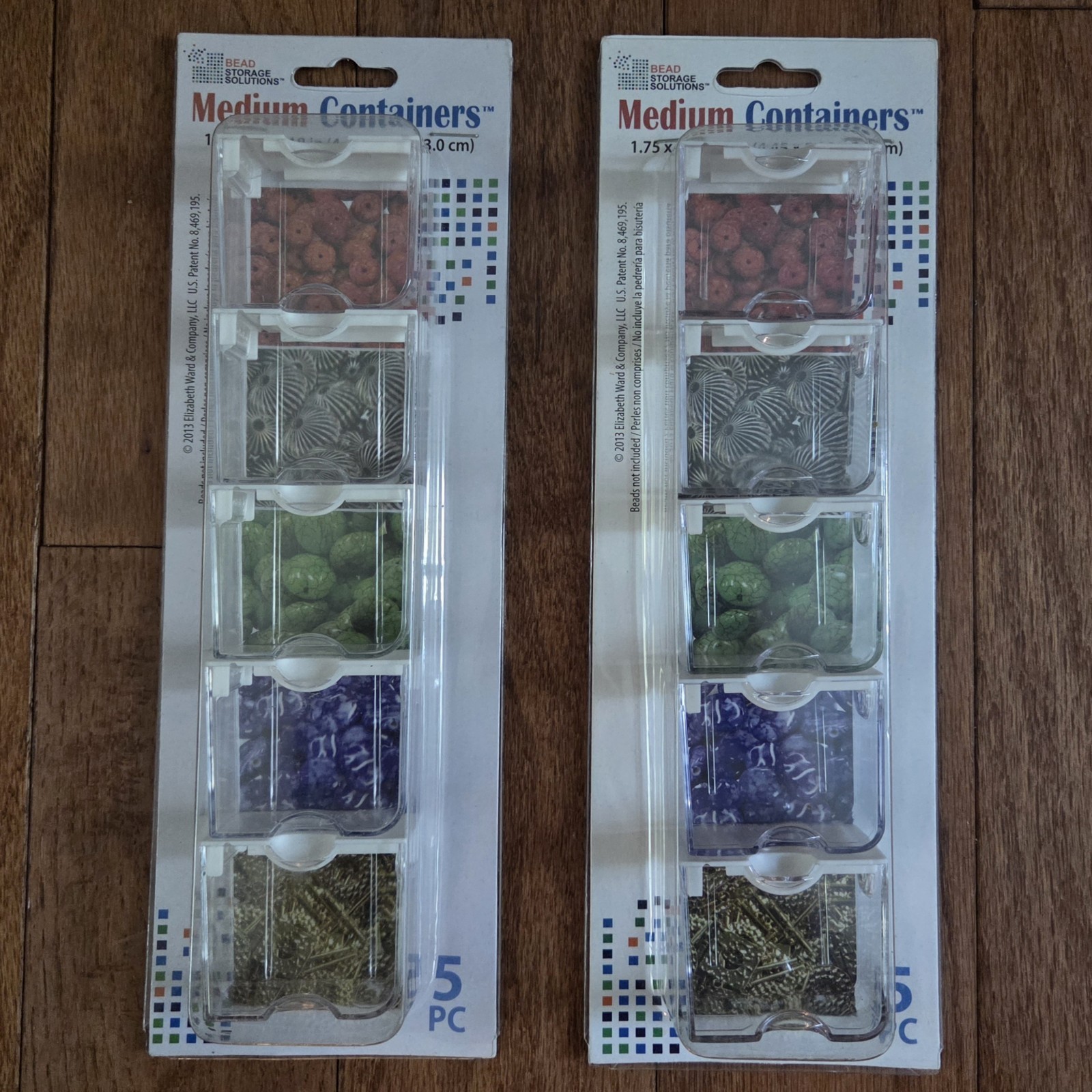 2 Elizabeth Ward Bead Storage Solutions Medium 5-Piece Craft Storage Containers