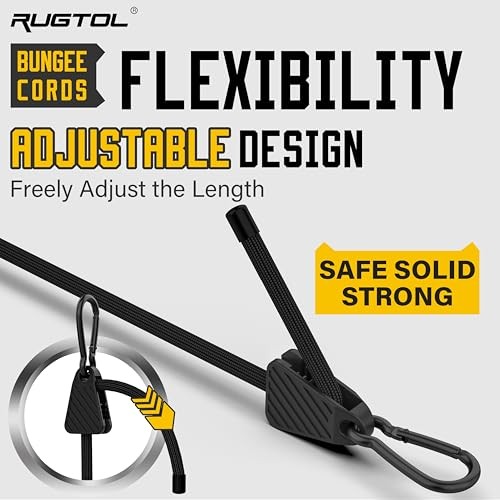 Adjustable Bungee Cords with 48" - 6 Pack - Black Adjustable - 6-Pack - Black