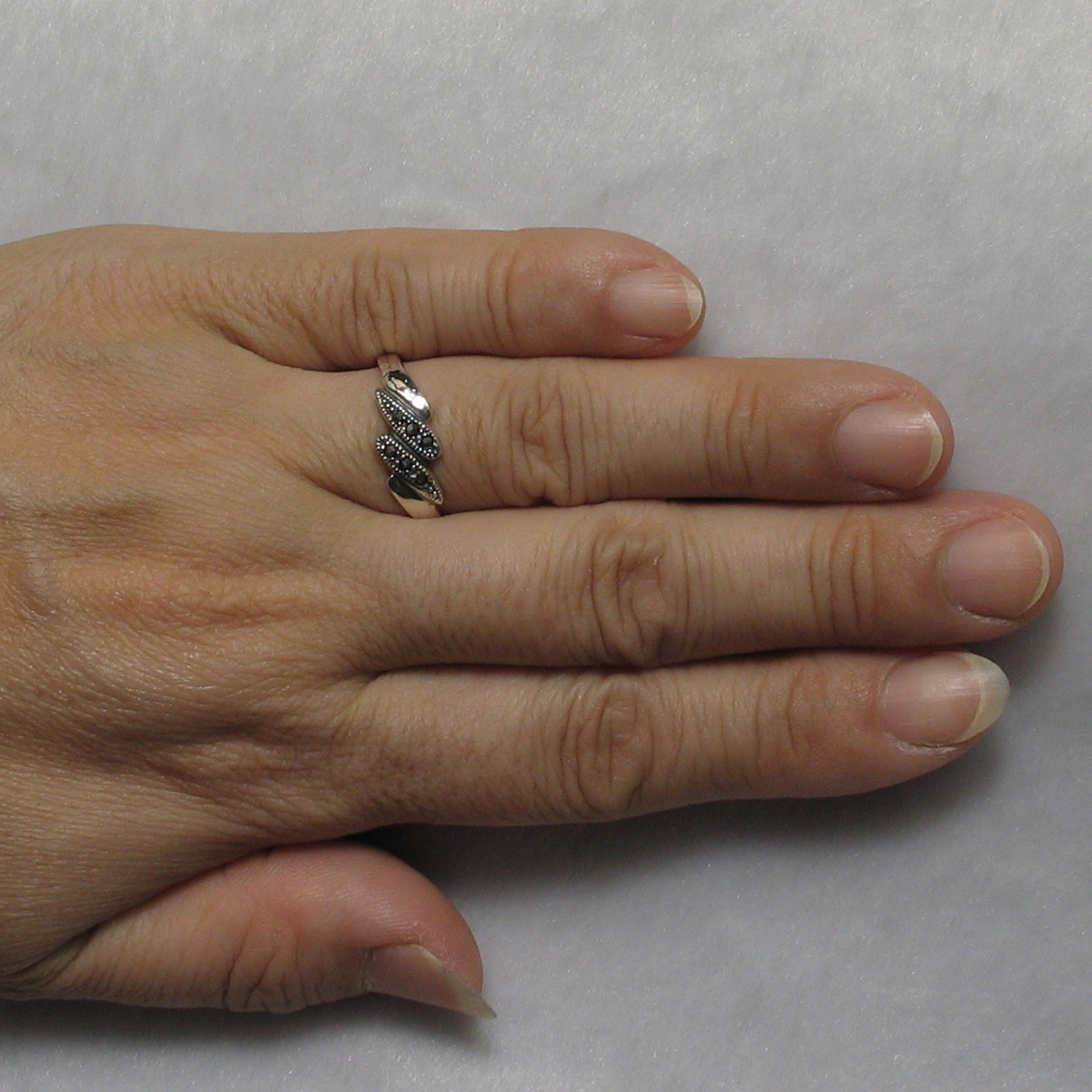 Twin Tear Sterling Silver Marcasite Ring